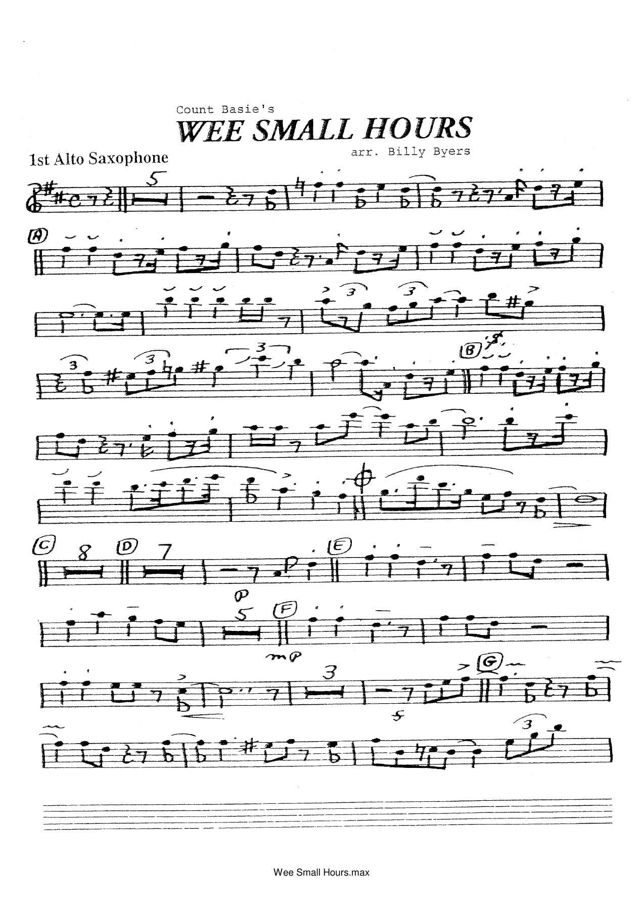 Wee Small Hours (B.Byers) C.Basie — sheet music preview