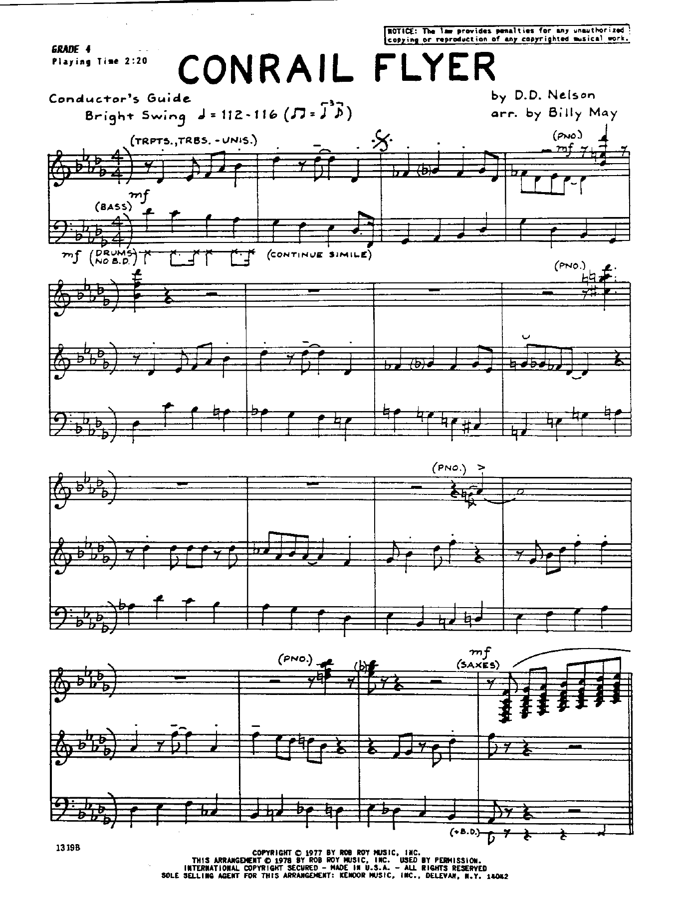 Conrail Flyer — sheet music cover (first page)