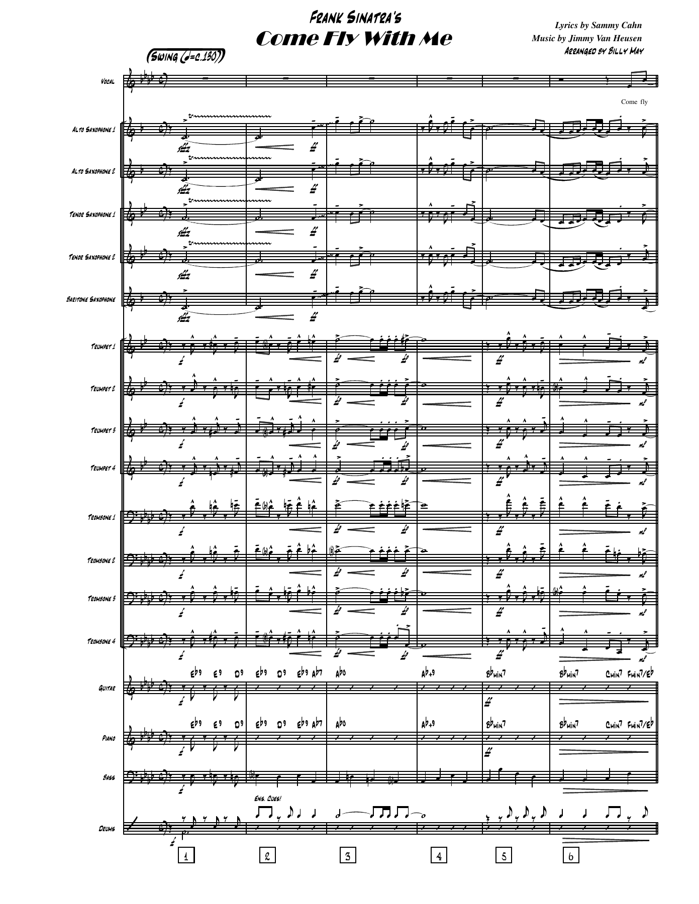 Come Fly With Me (B.May) MP3 — Big Band sheet music arranged by Billy May | Jazz Standard