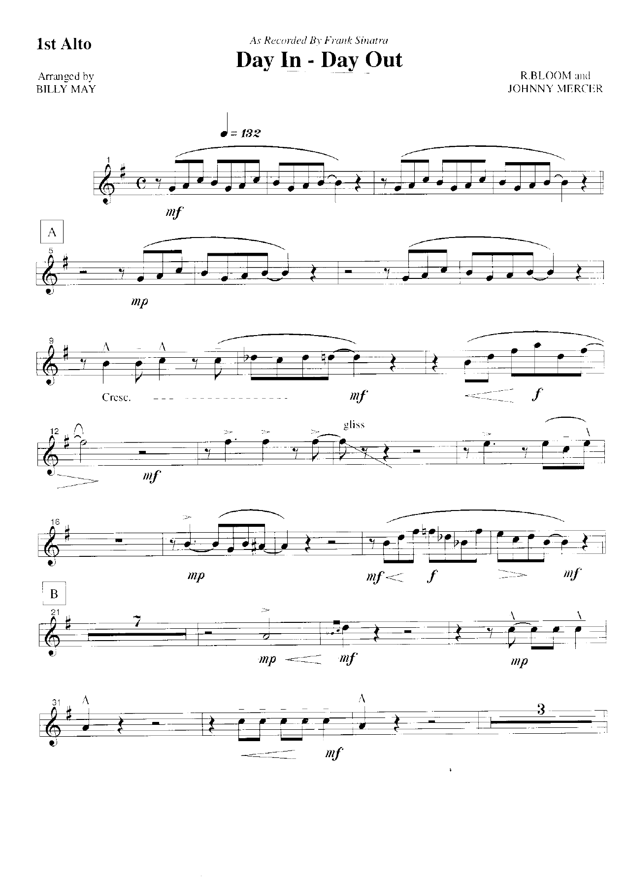 Day In — sheet music cover (first page)