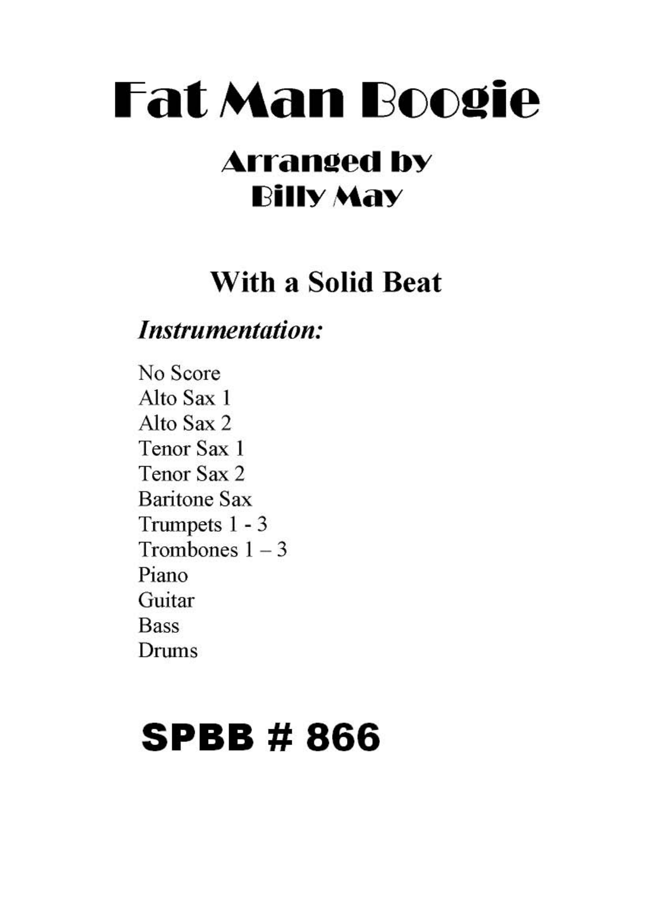Fat Man Boogie — sheet music cover (first page)