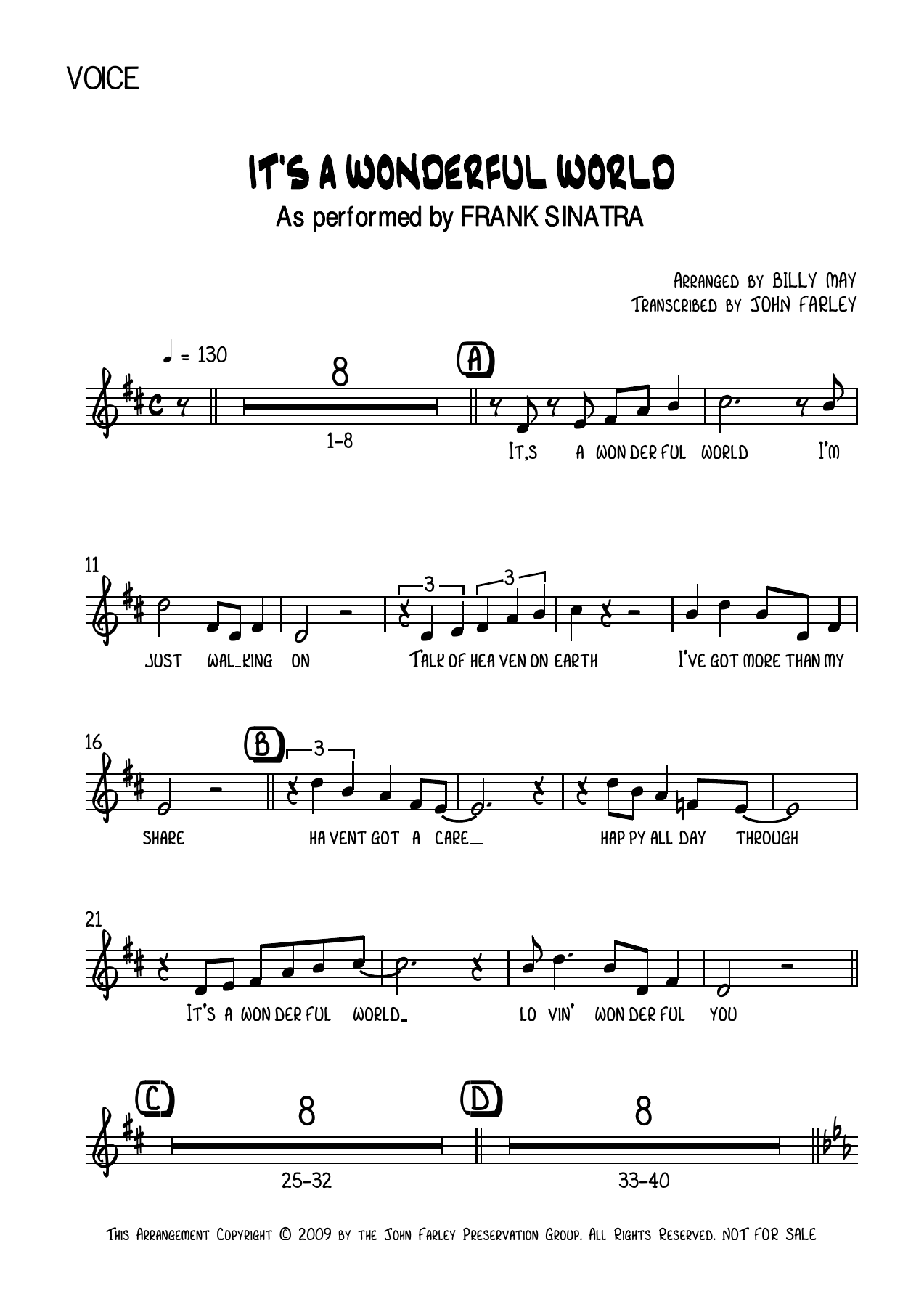 It's A Wonderful World — sheet music preview