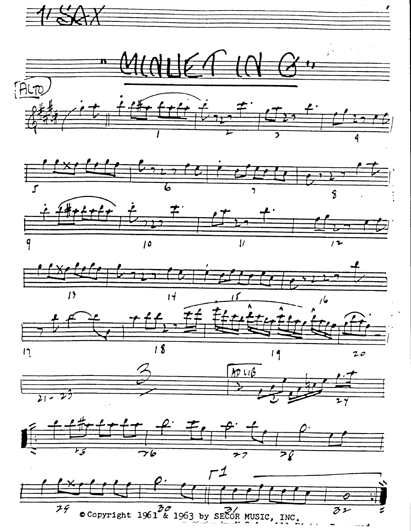 Minuet In G — Big Band sheet music arranged by B.May | Jazz Standard