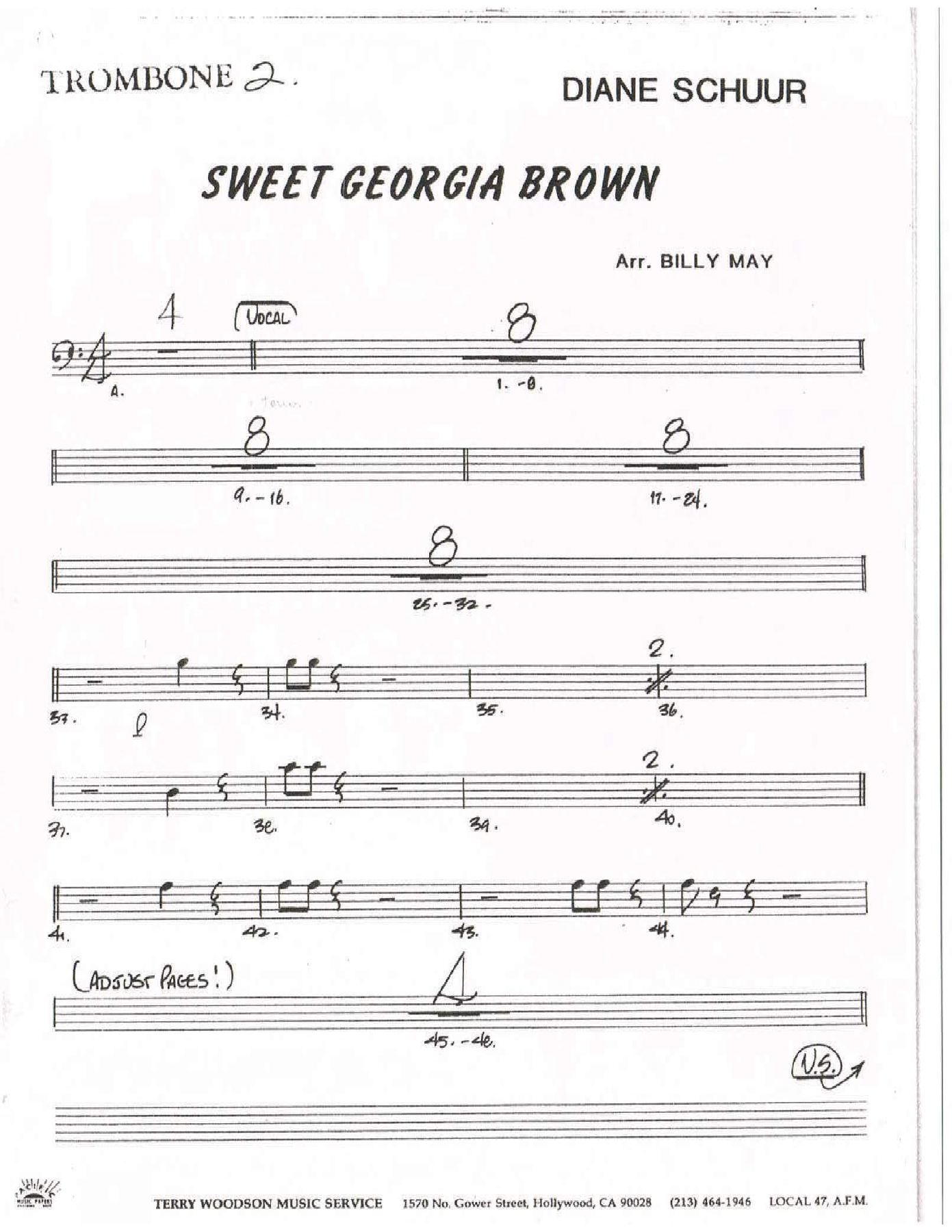 Sweet Georgia Brown (B.May) D.Schuur — Big Band sheet music arranged by Billy May | Jazz Standard