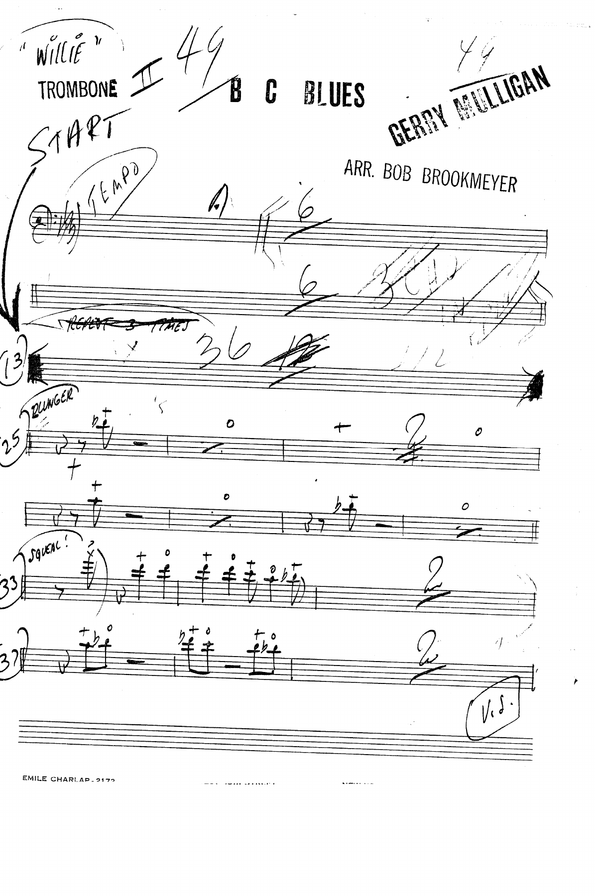 Big City Blues (B.Brookmeyer) 52 — Big Band sheet music arranged by Bob Brookmeyer | Jazz Standard