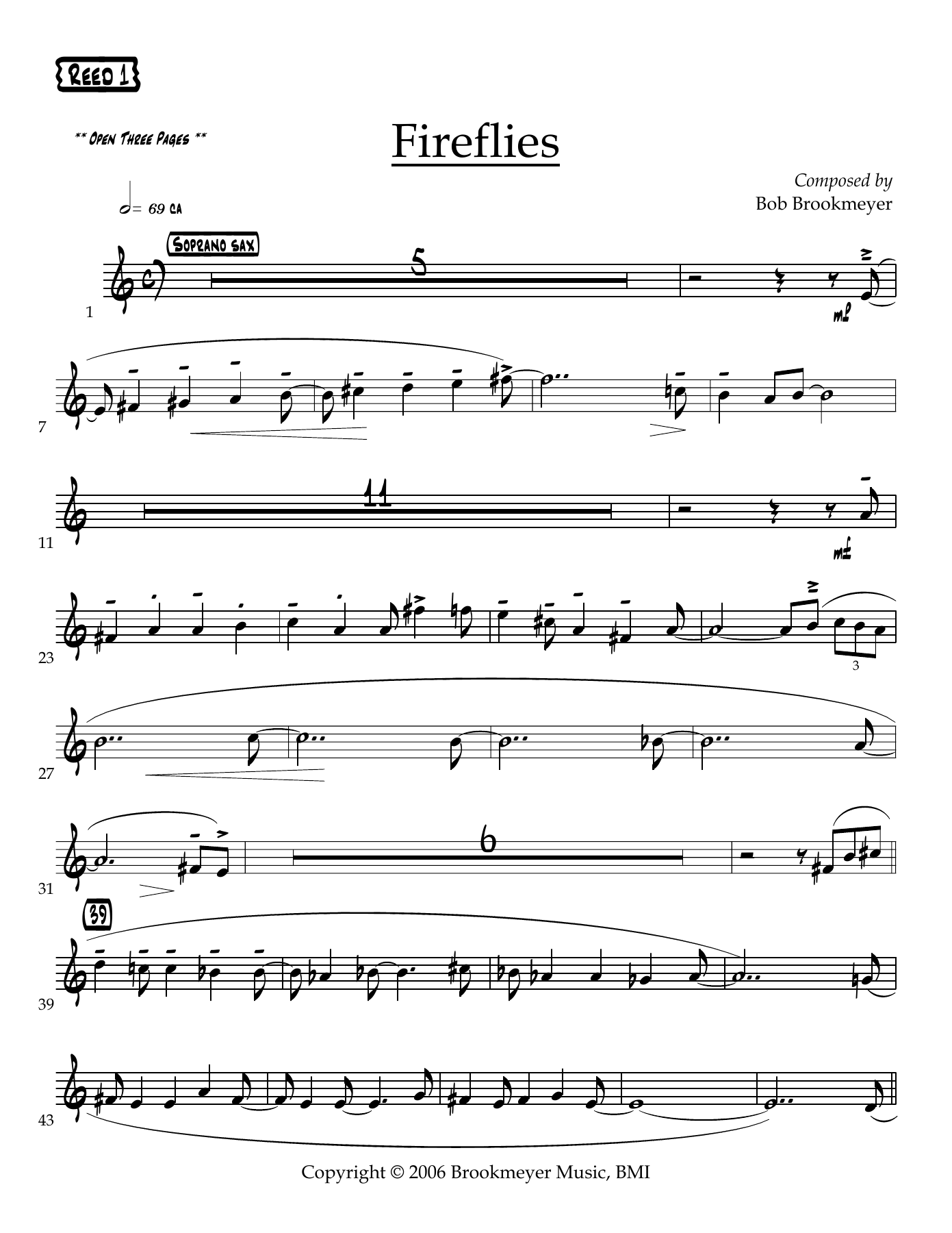 Fireflies — sheet music cover (first page)