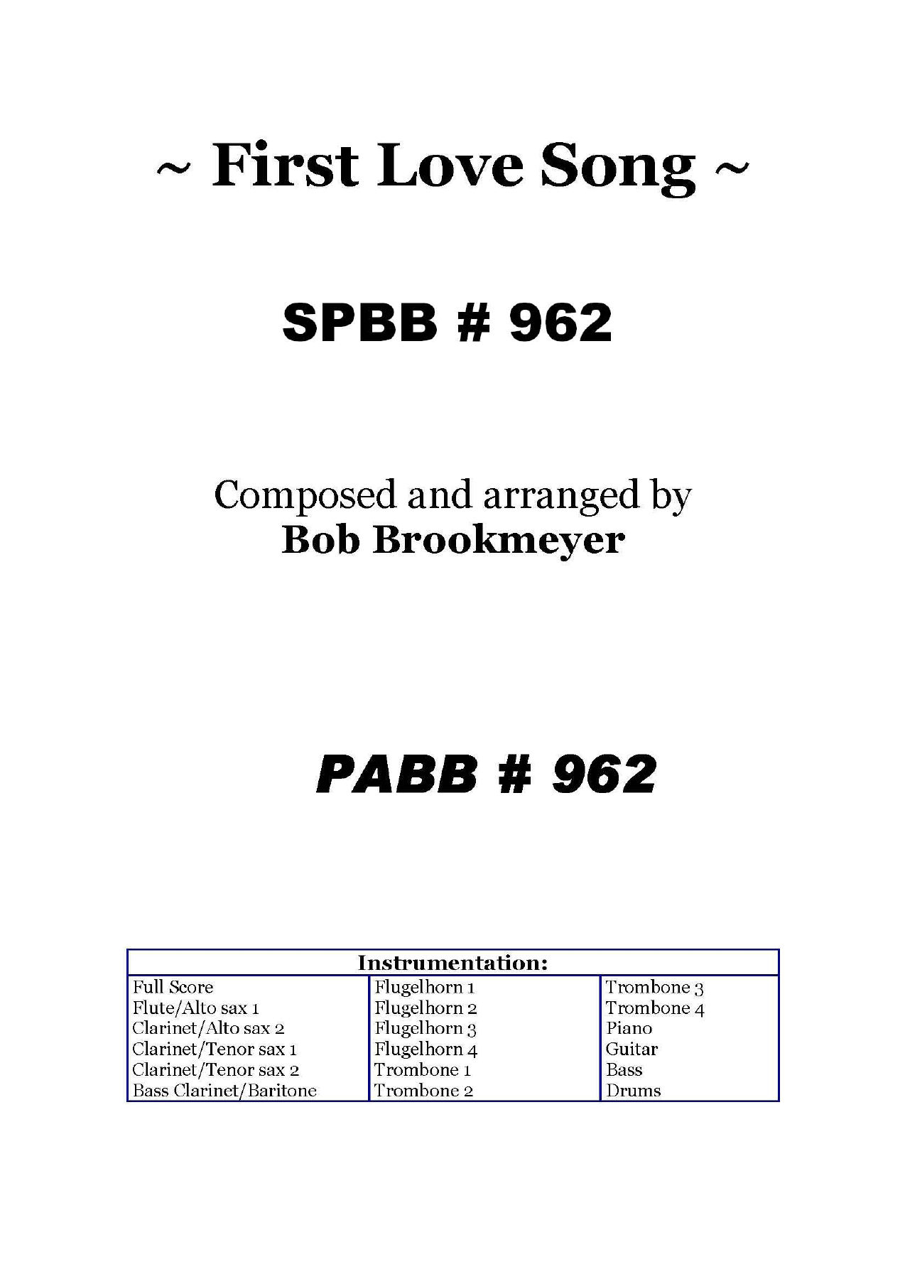 First Love Song (B.Brookmeyer) MP3 — sheet music cover (first page)