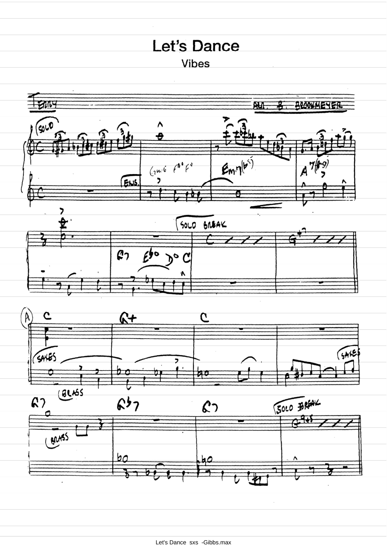 Let's Dance (B.Brookmeyer) Terry Gibbs Vib — Big Band sheet music arranged by Bob Brookmeyer | Jazz Standard