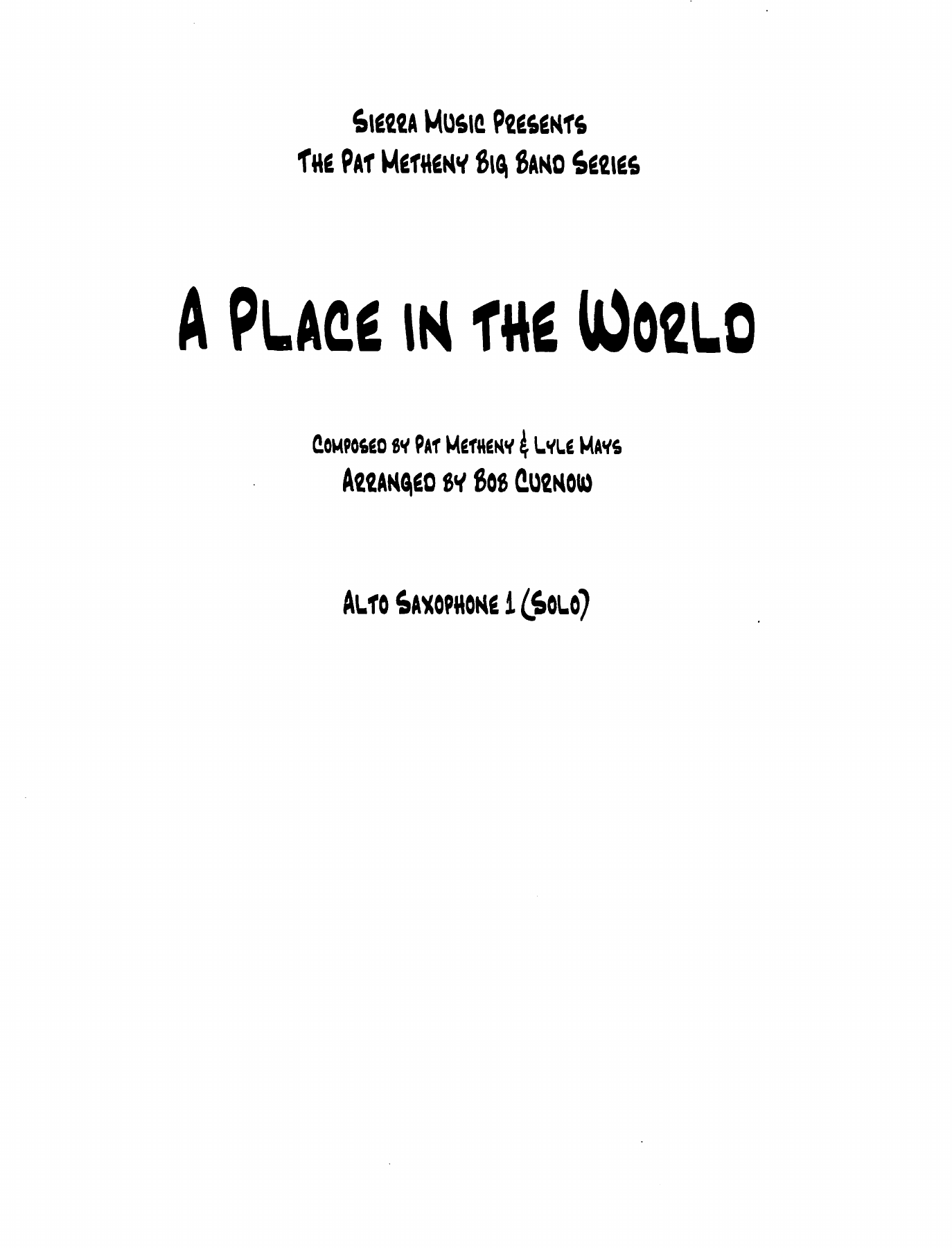 A Place In The World — sheet music preview