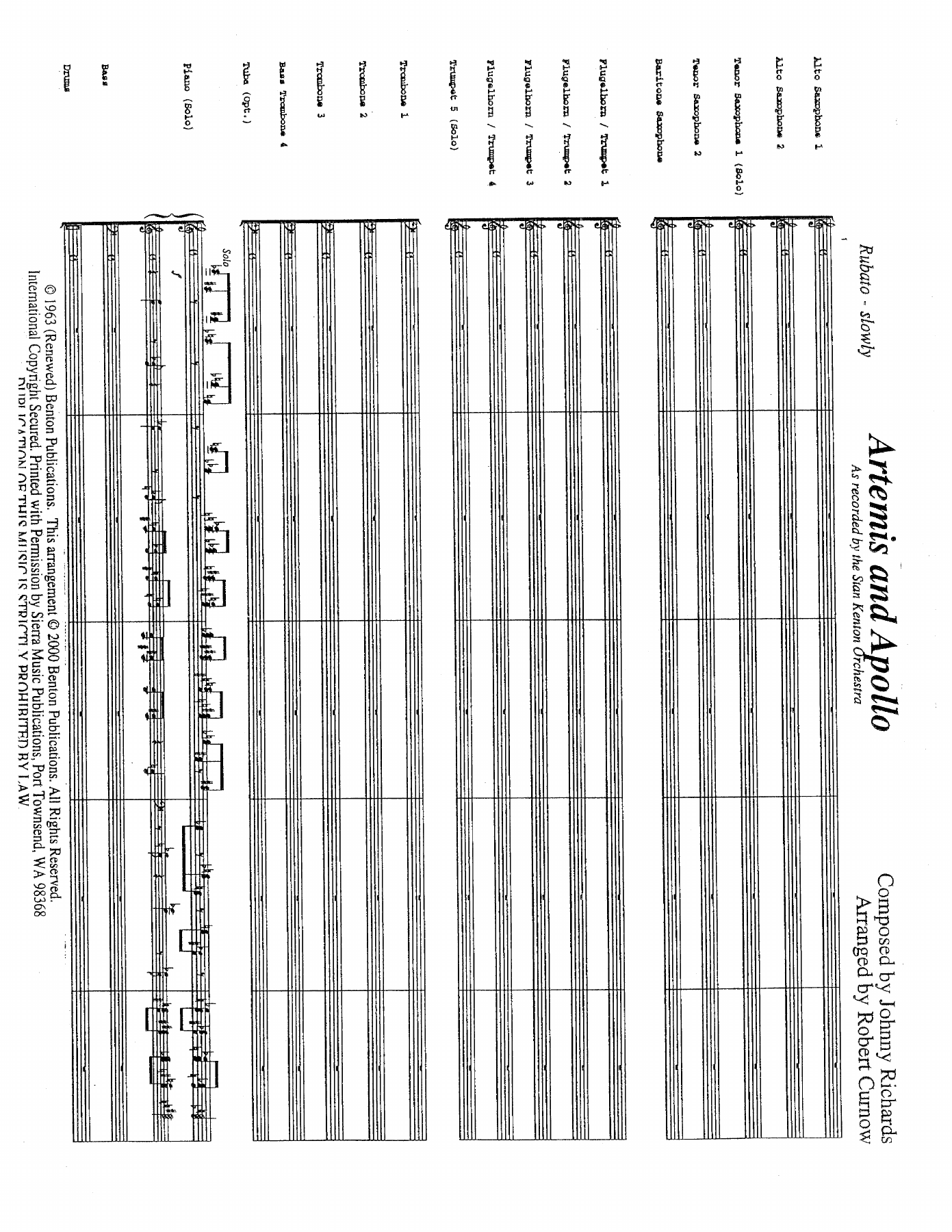 Artemis And Apollo — sheet music cover (first page)
