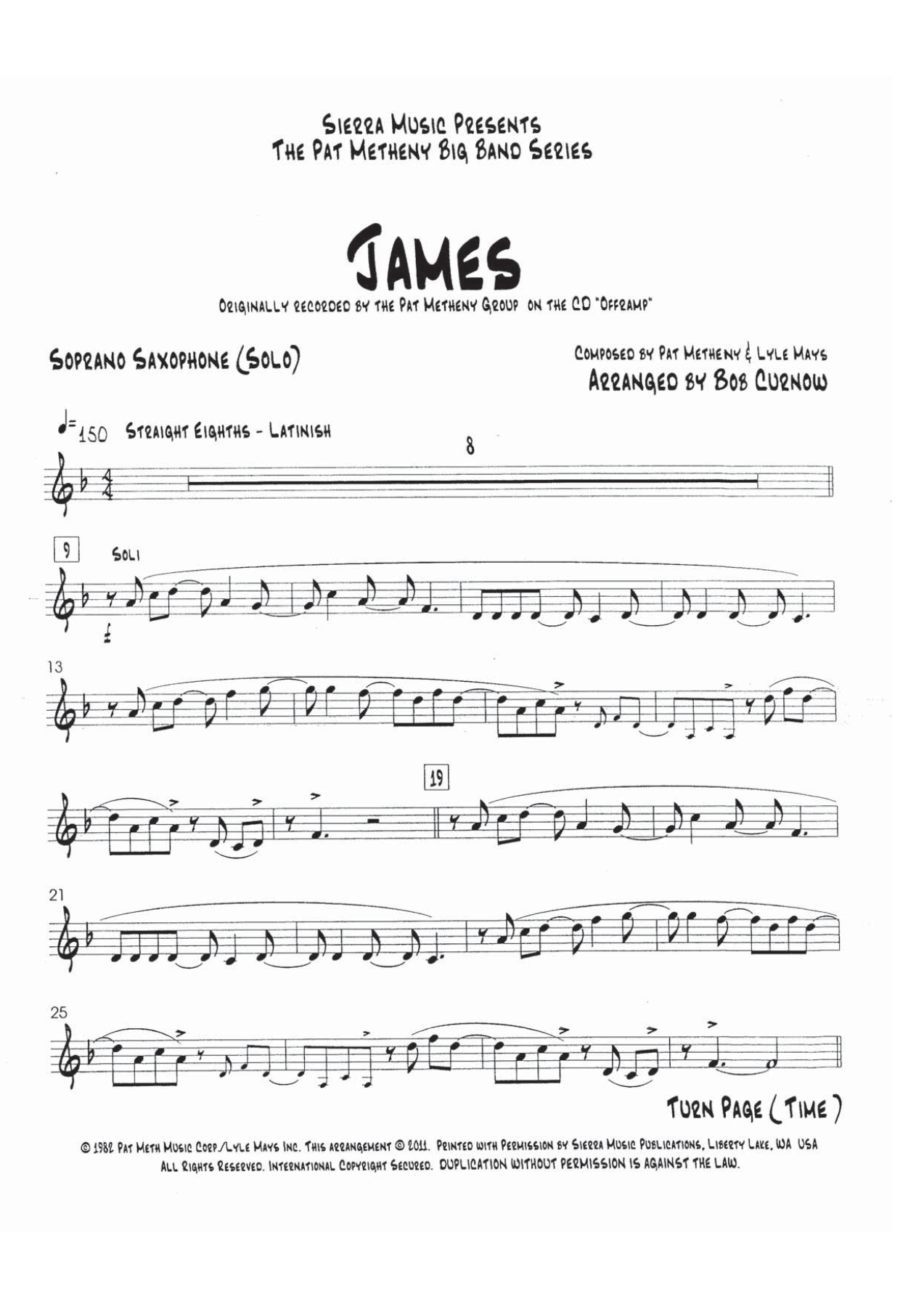 James — sheet music cover (first page)