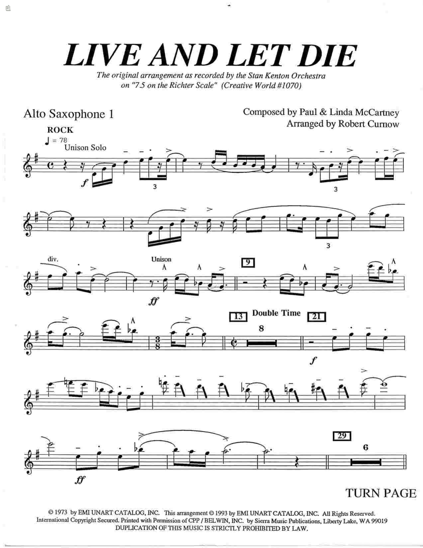 Live And Let Die — sheet music preview