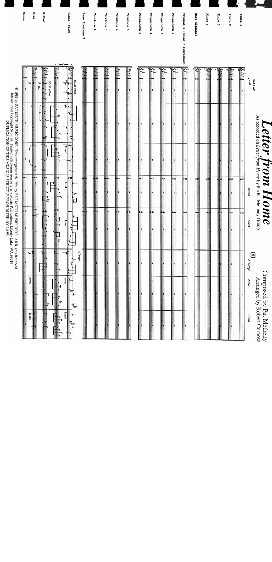 Letter From Home (B.Curnow) MP3 — sheet music cover (first page)