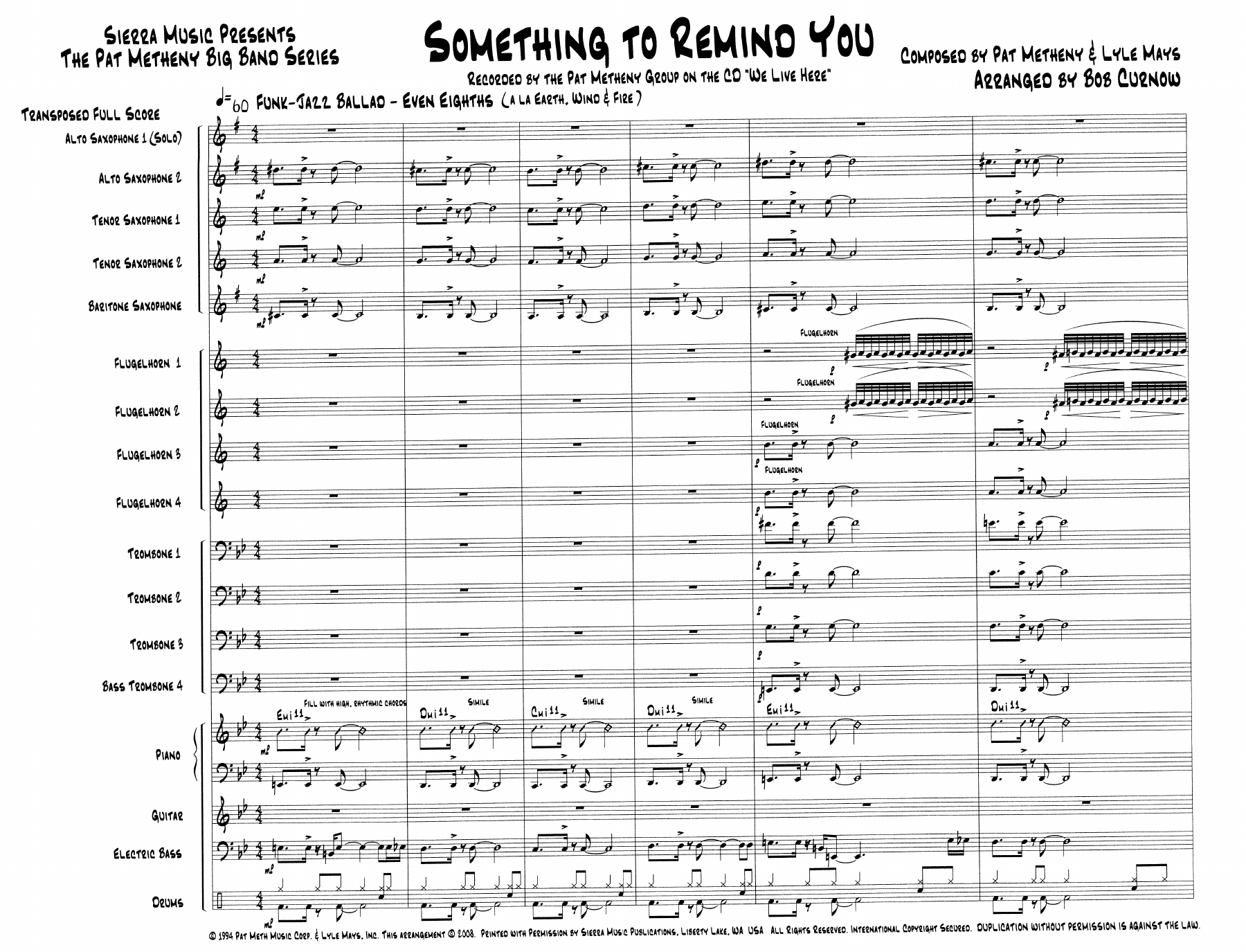 Something To Remind You — Big Band sheet music arranged by B.Curnow | Jazz Standard