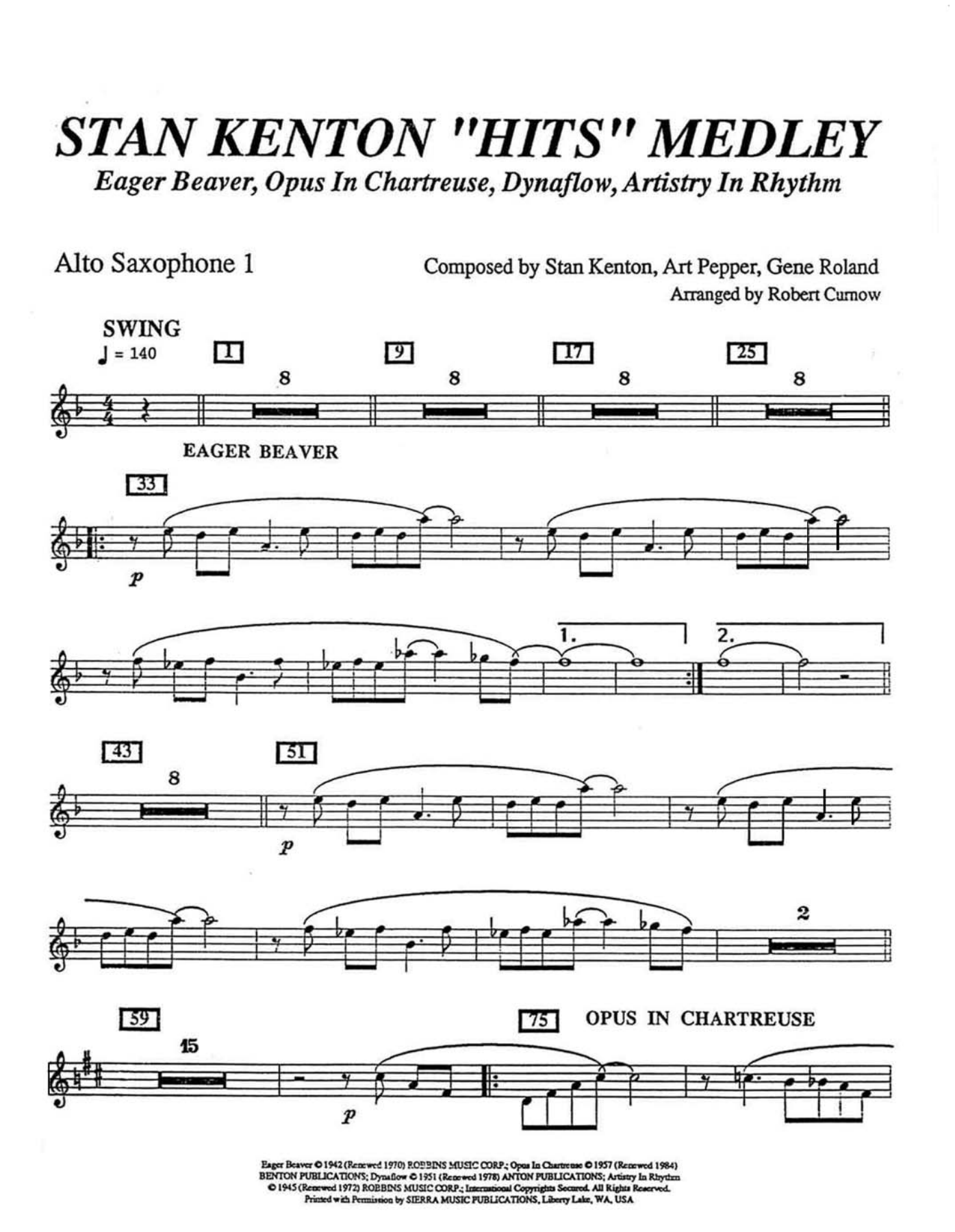 Stan Kenton Medley Hits (B.Curnow) S.Kenton — sheet music cover (first page)