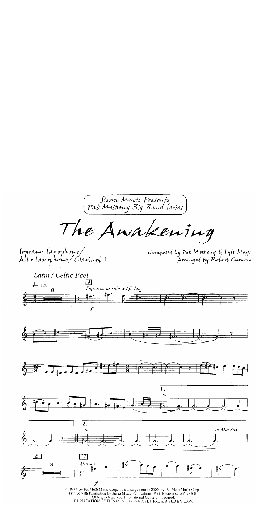 The Awakening — sheet music cover (first page)