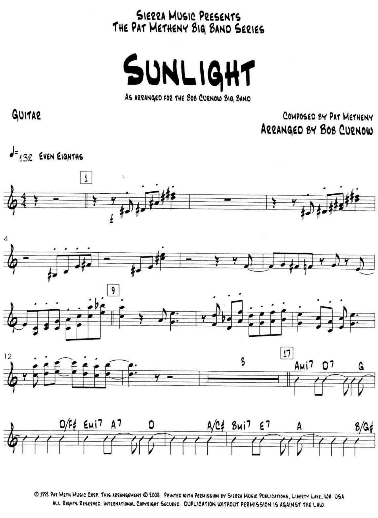 Sunlight — sheet music cover (first page)