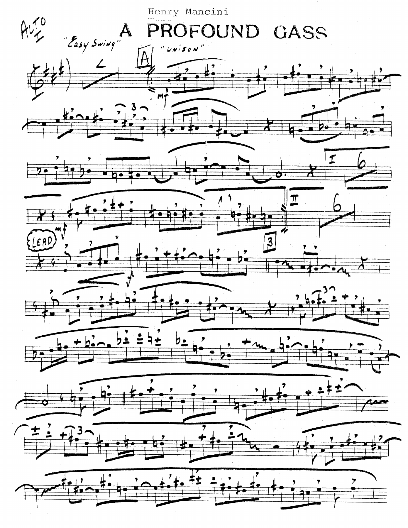 A Profound Gass (B.Eberhart) Henry Mancini — sheet music preview