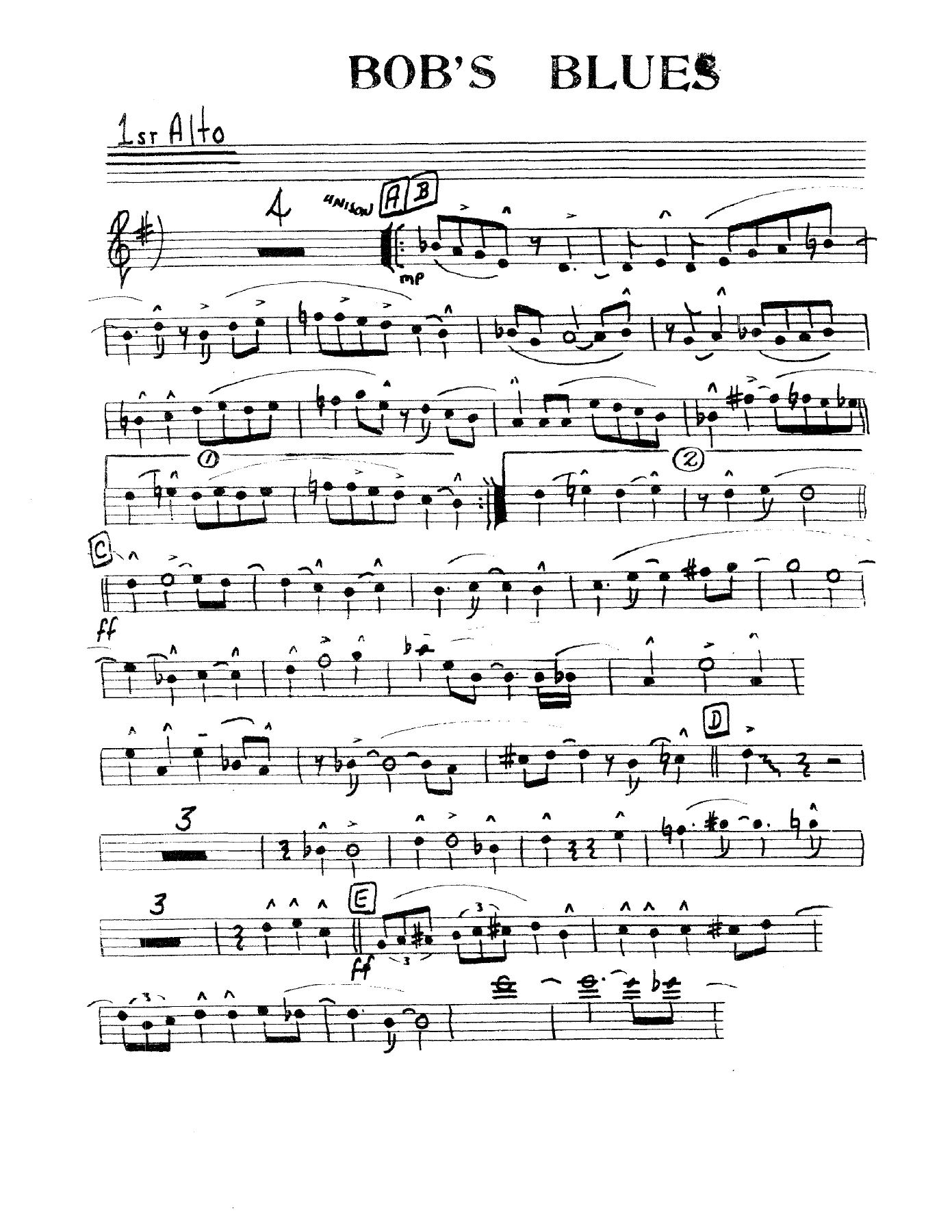 Bob's Blues — sheet music cover (first page)