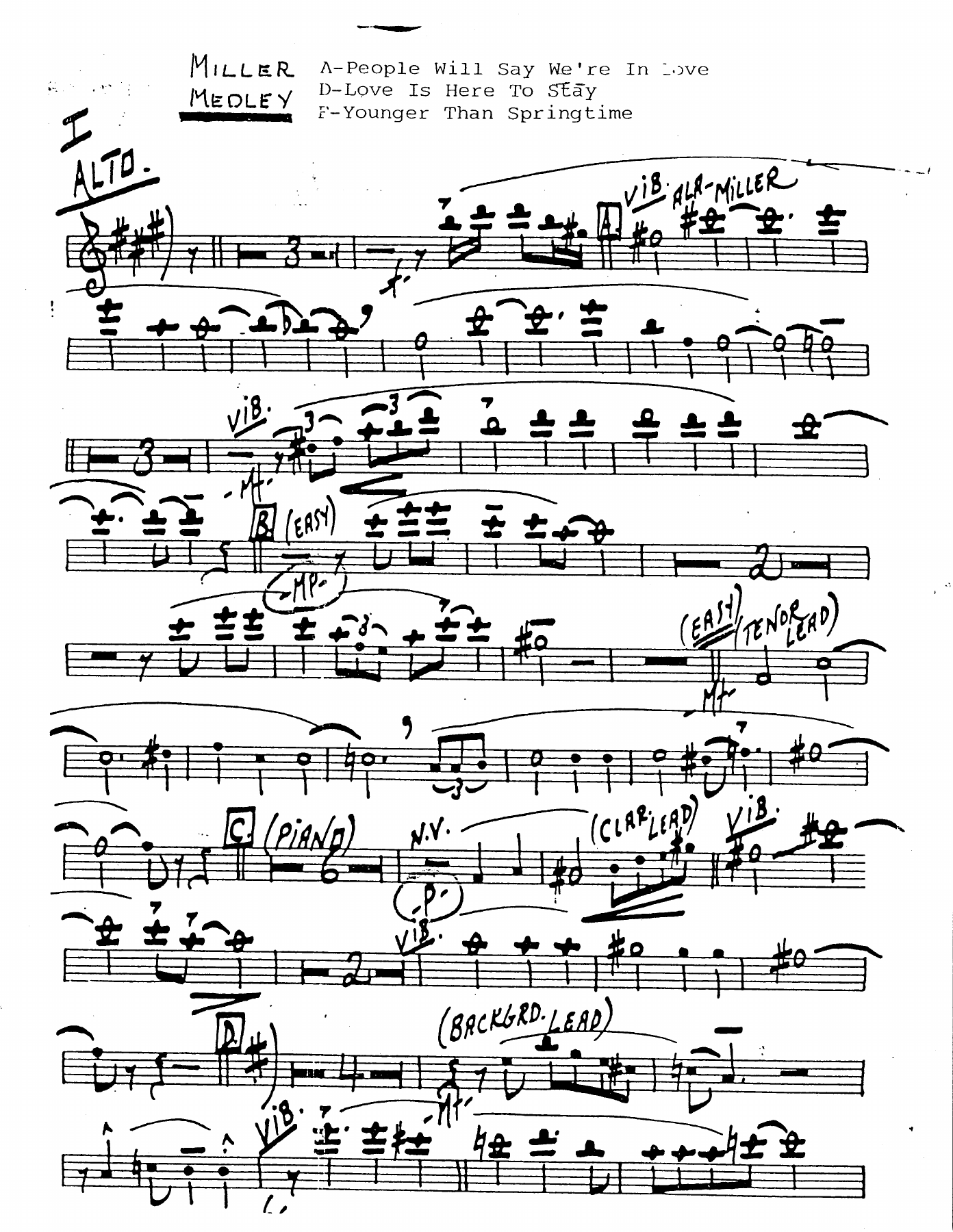 Miller Love Medley — Big Band sheet music arranged by B.Eberhart | Jazz Standard