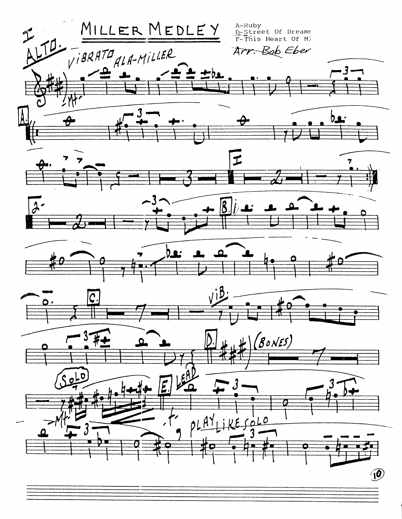 Miller Medley — sheet music cover (first page)