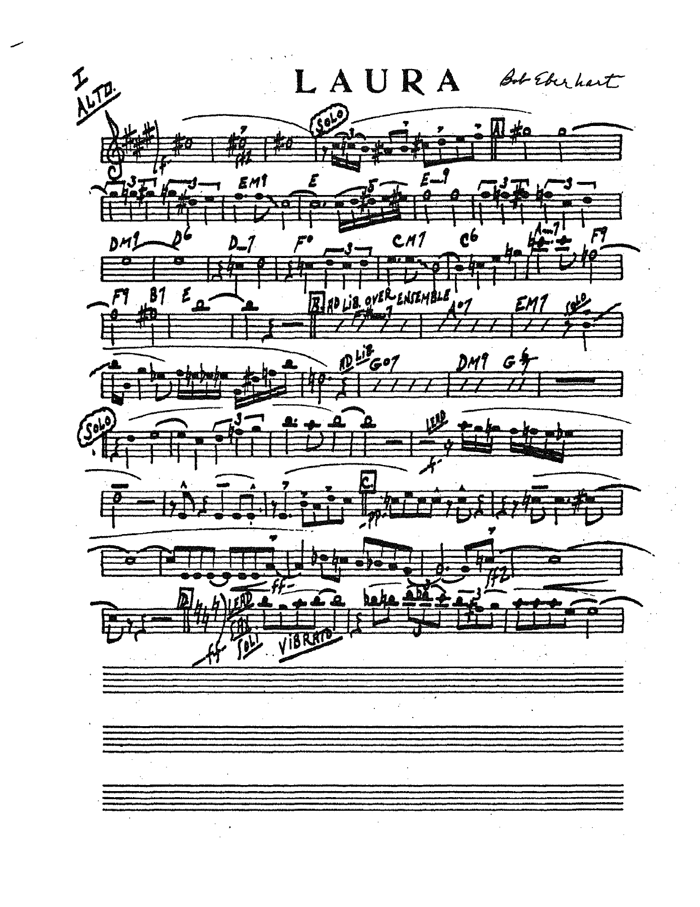 Laura (B.Eberhart) MP3 — Big Band sheet music arranged by Bob Eberhart | Jazz Standard