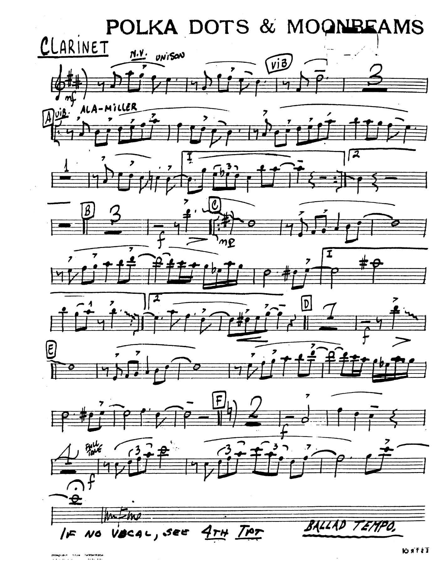 Polka Dots And Moonbeams — sheet music cover (first page)