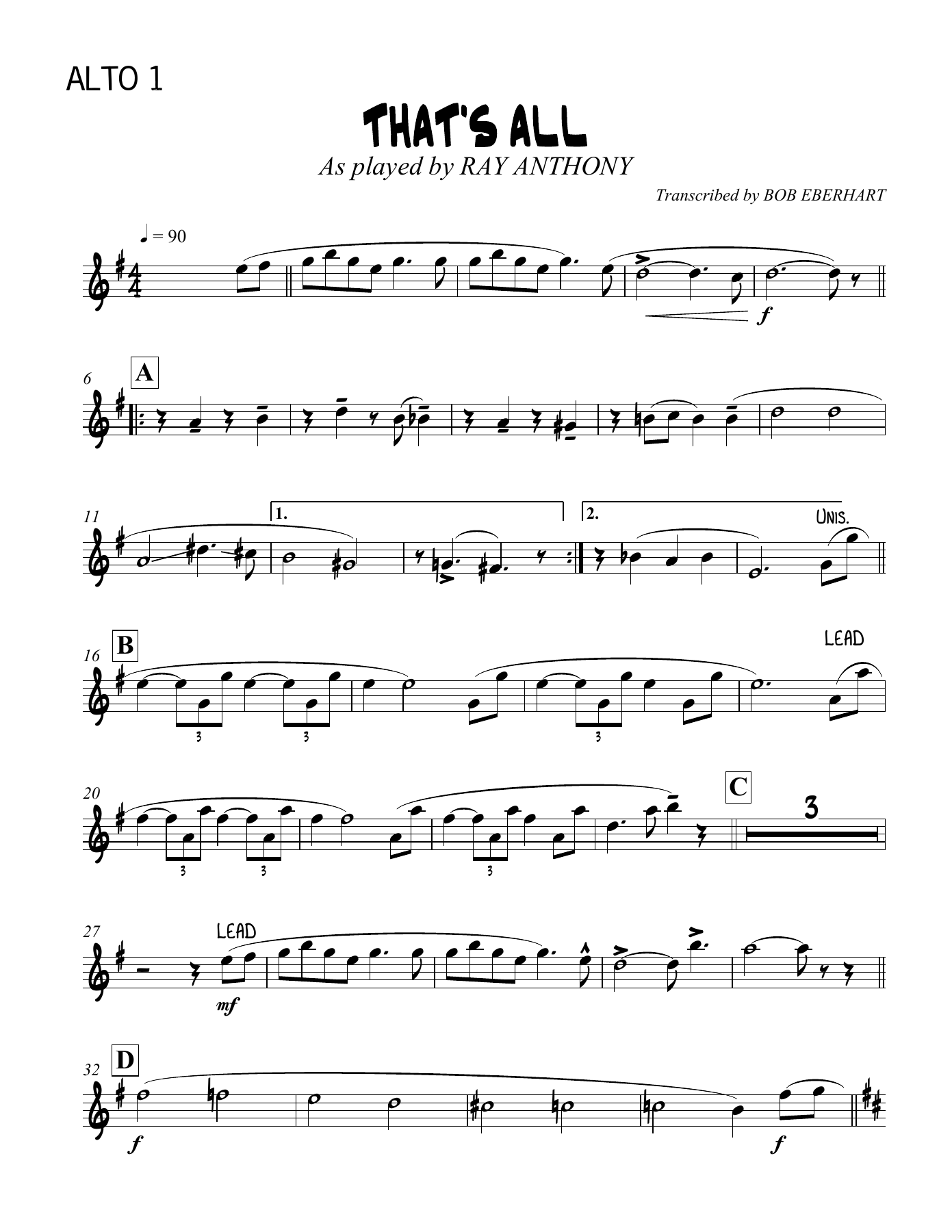 That's All — 大乐队 sheet music by B.Eberhart | Jazz Standard