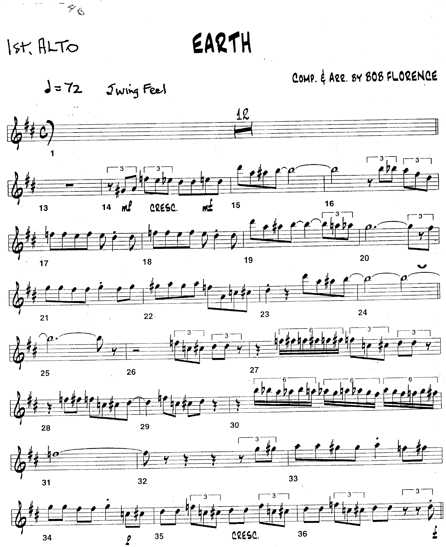 Earth (B.Florence) MP3 — sheet music cover (first page)