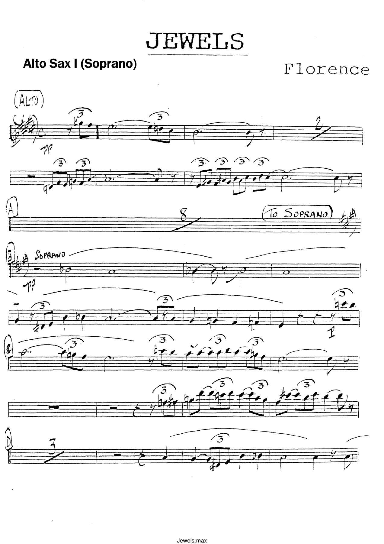 Jewels — sheet music cover (first page)