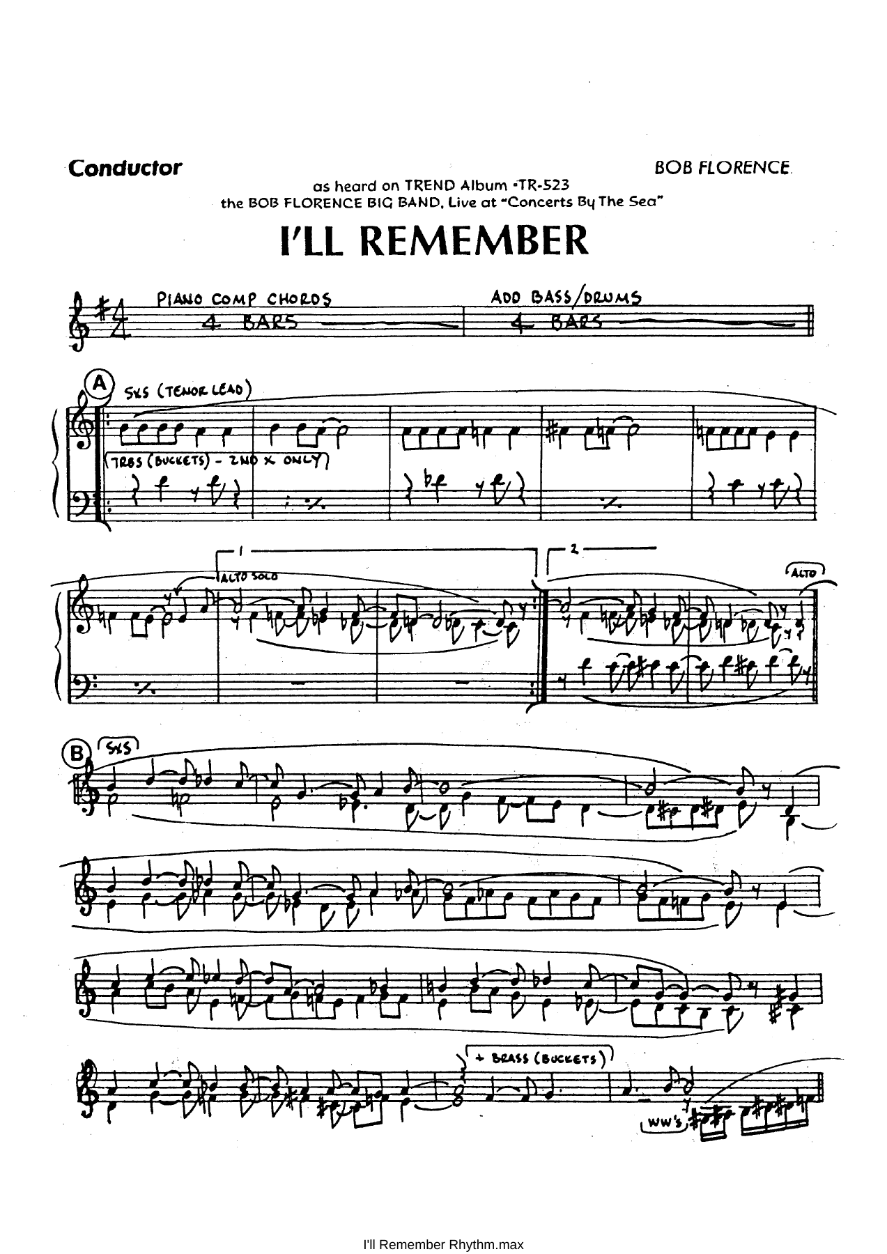 I'll Remember — sheet music cover (first page)