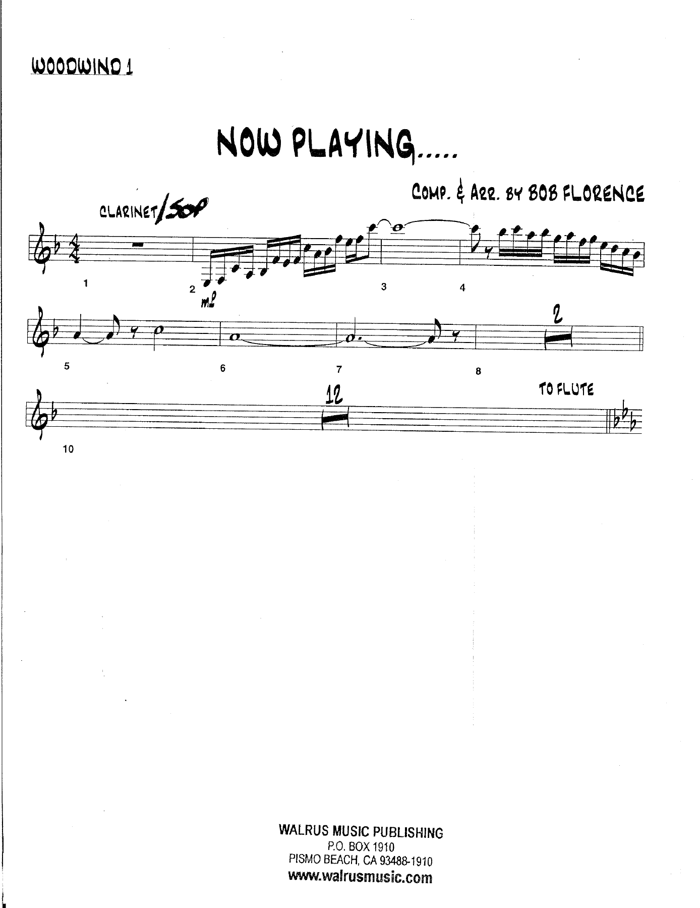 Now Playing — sheet music cover (first page)