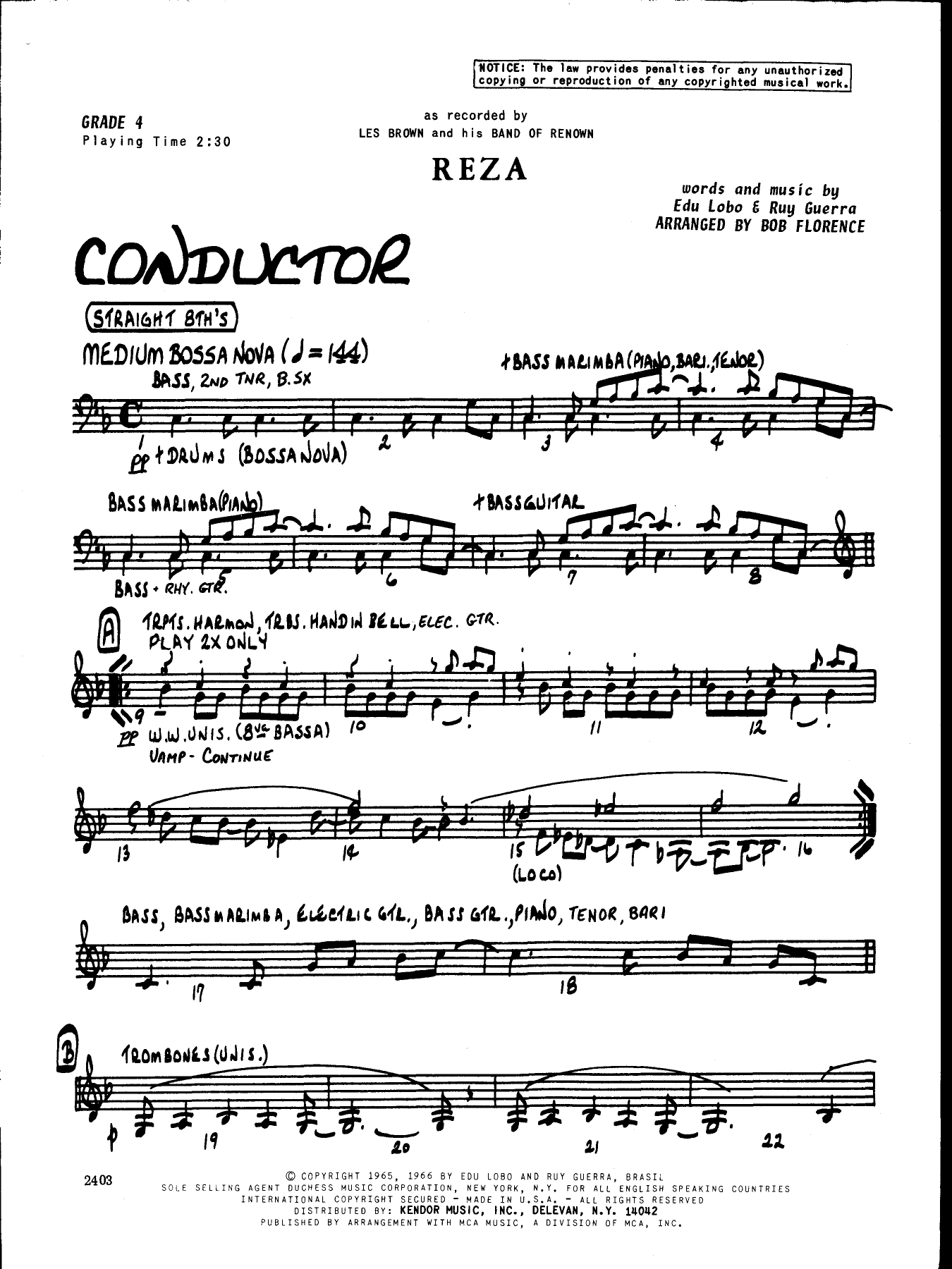 Reza (B.Florence) L.Brown — Big Band sheet music arranged by Bob Florence | Jazz Standard