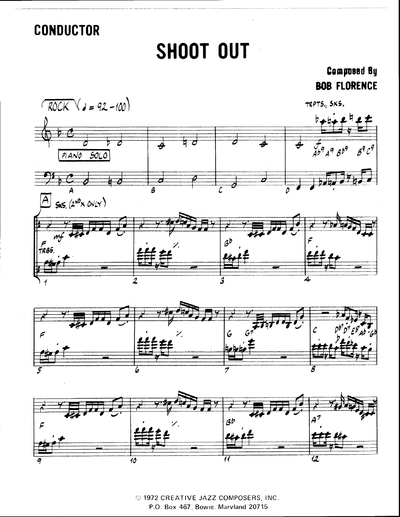 Shoot Out — Big Band sheet music arranged by B.Florence | Jazz Standard