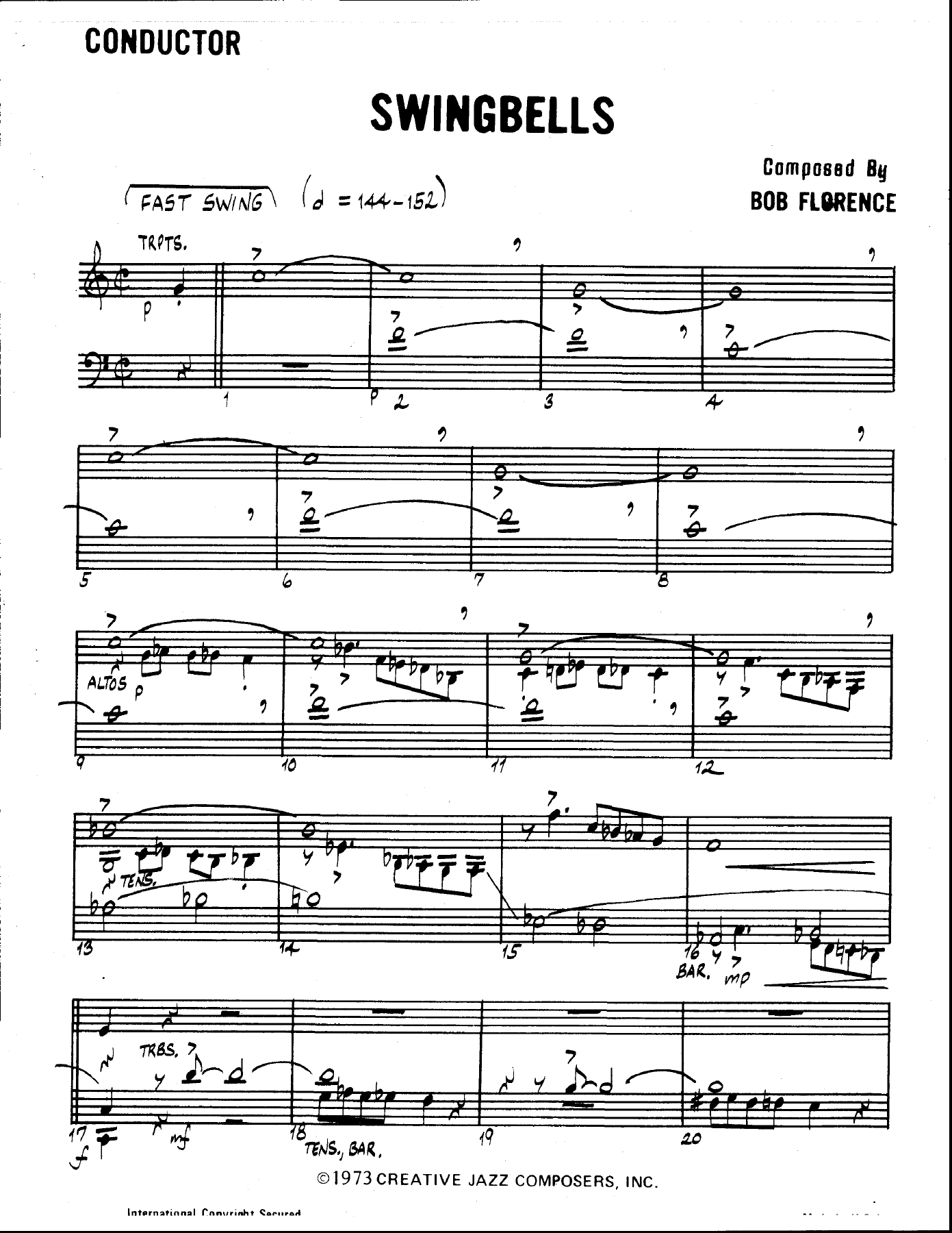 Swingbells — sheet music cover (first page)