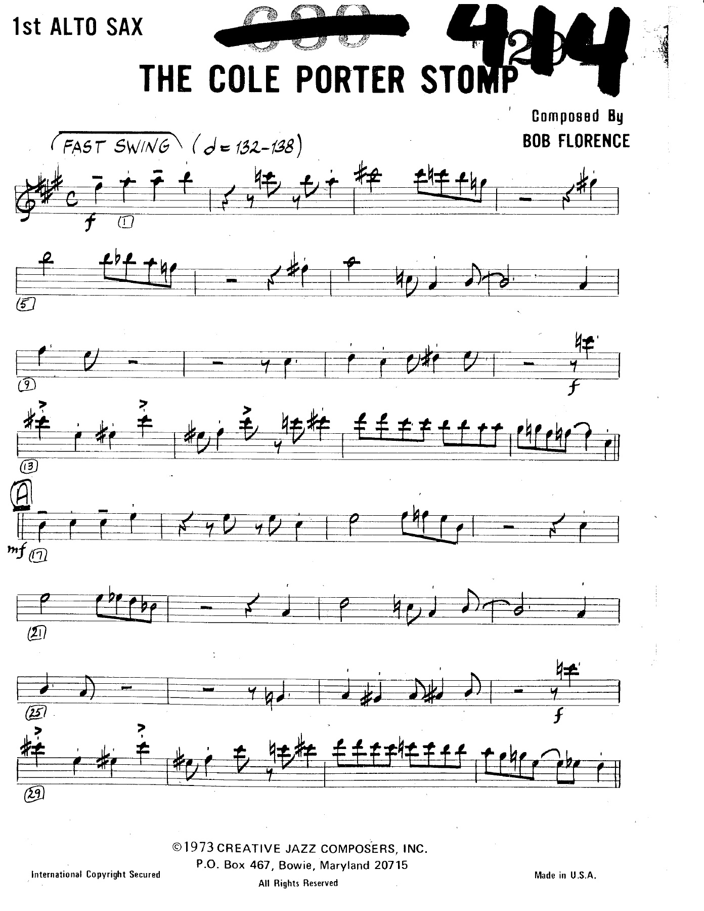 The Cole Porter Stomp — Big Band sheet music arranged by B.Florence | Jazz Standard