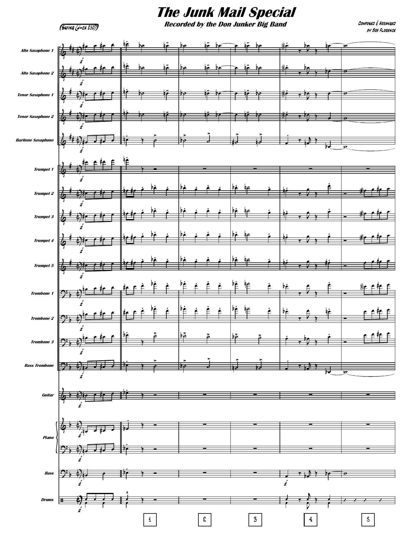 The Junk Mail Special — sheet music cover (first page)