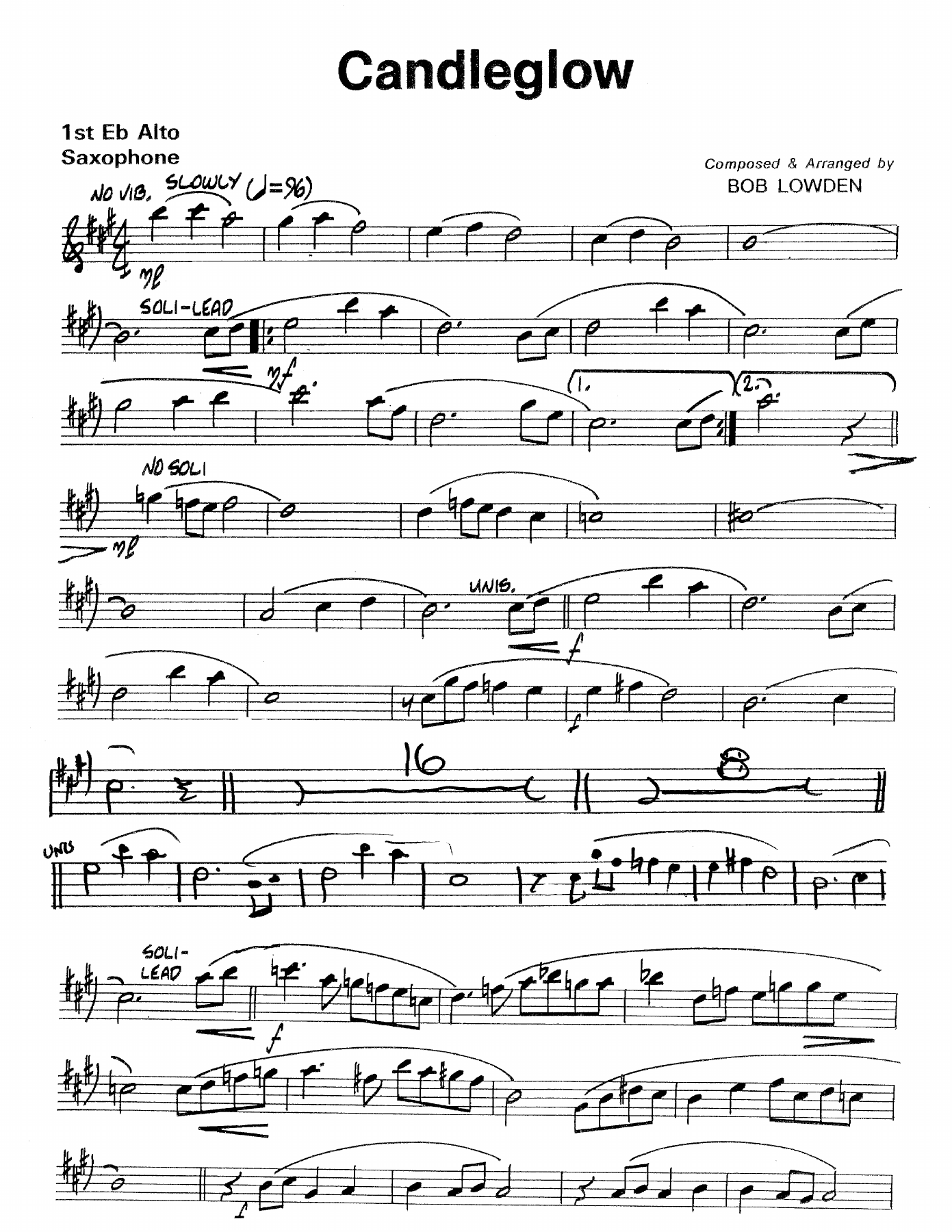 Candleglow — sheet music cover (first page)