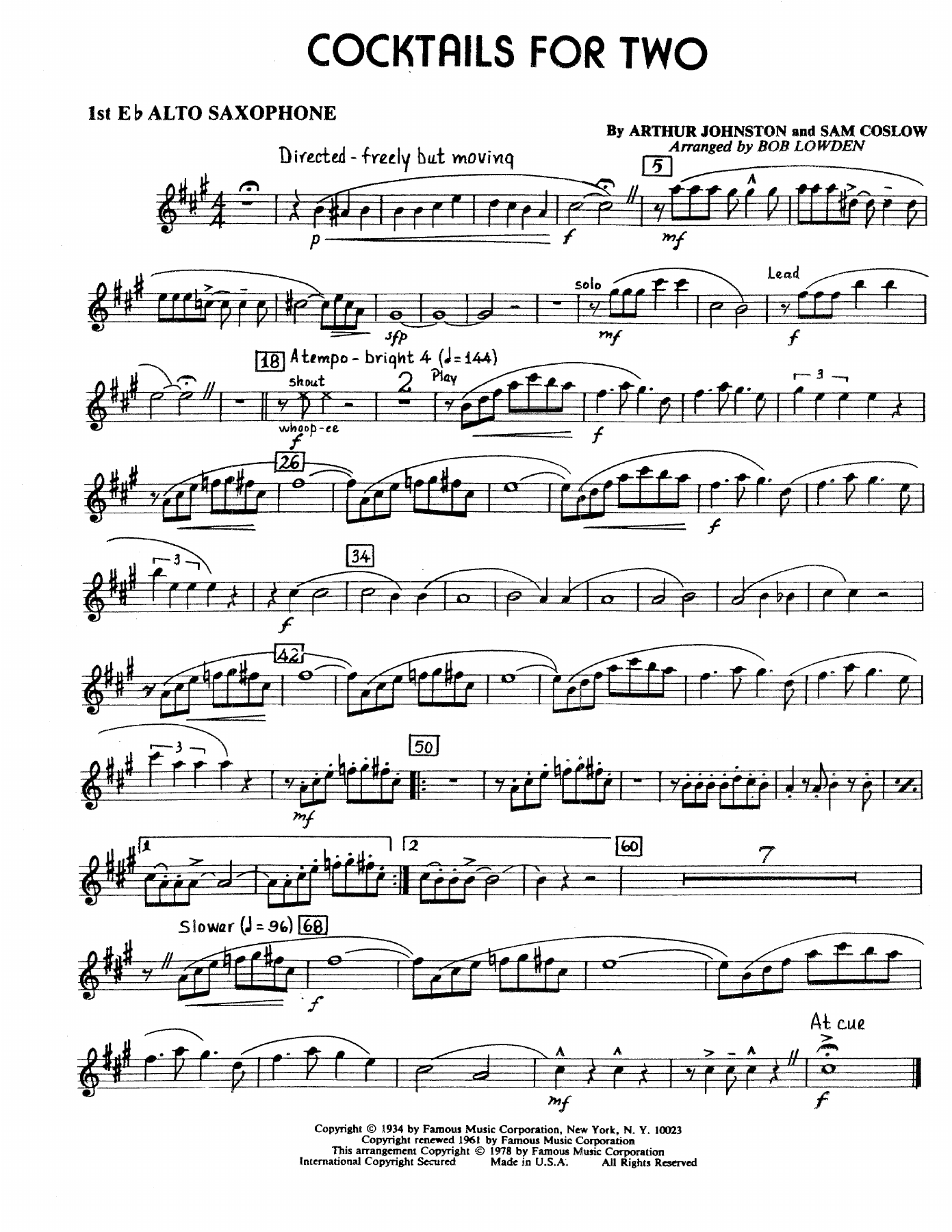 Cocktails For Two — sheet music preview
