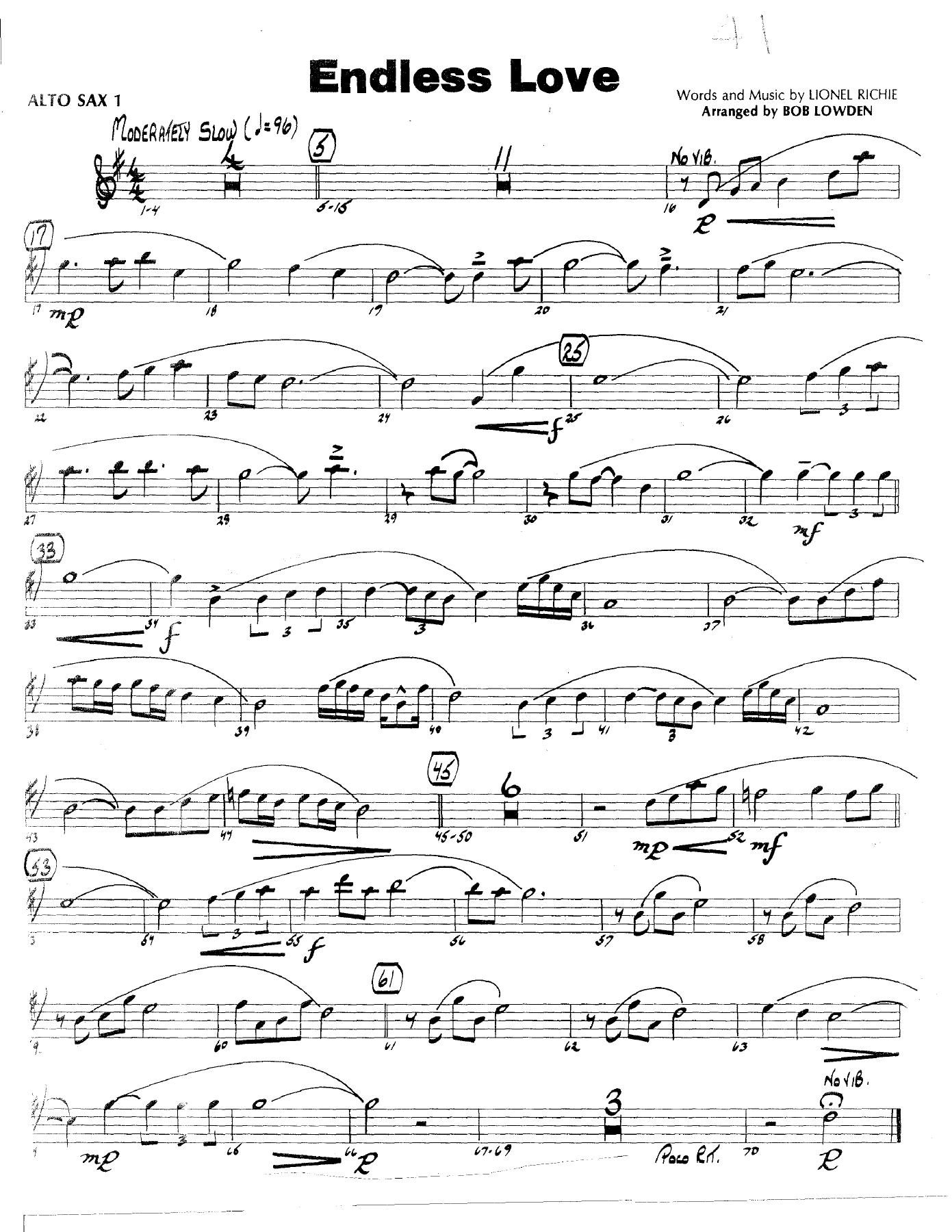 Endless Love — sheet music cover (first page)