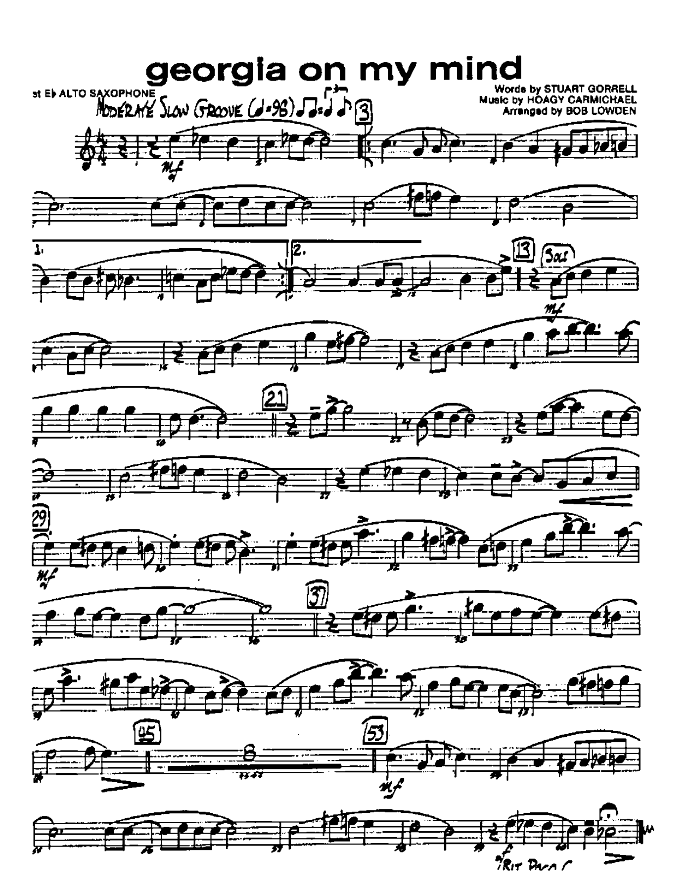 Georgia On My Mind (B.Lowden) 2 — sheet music preview