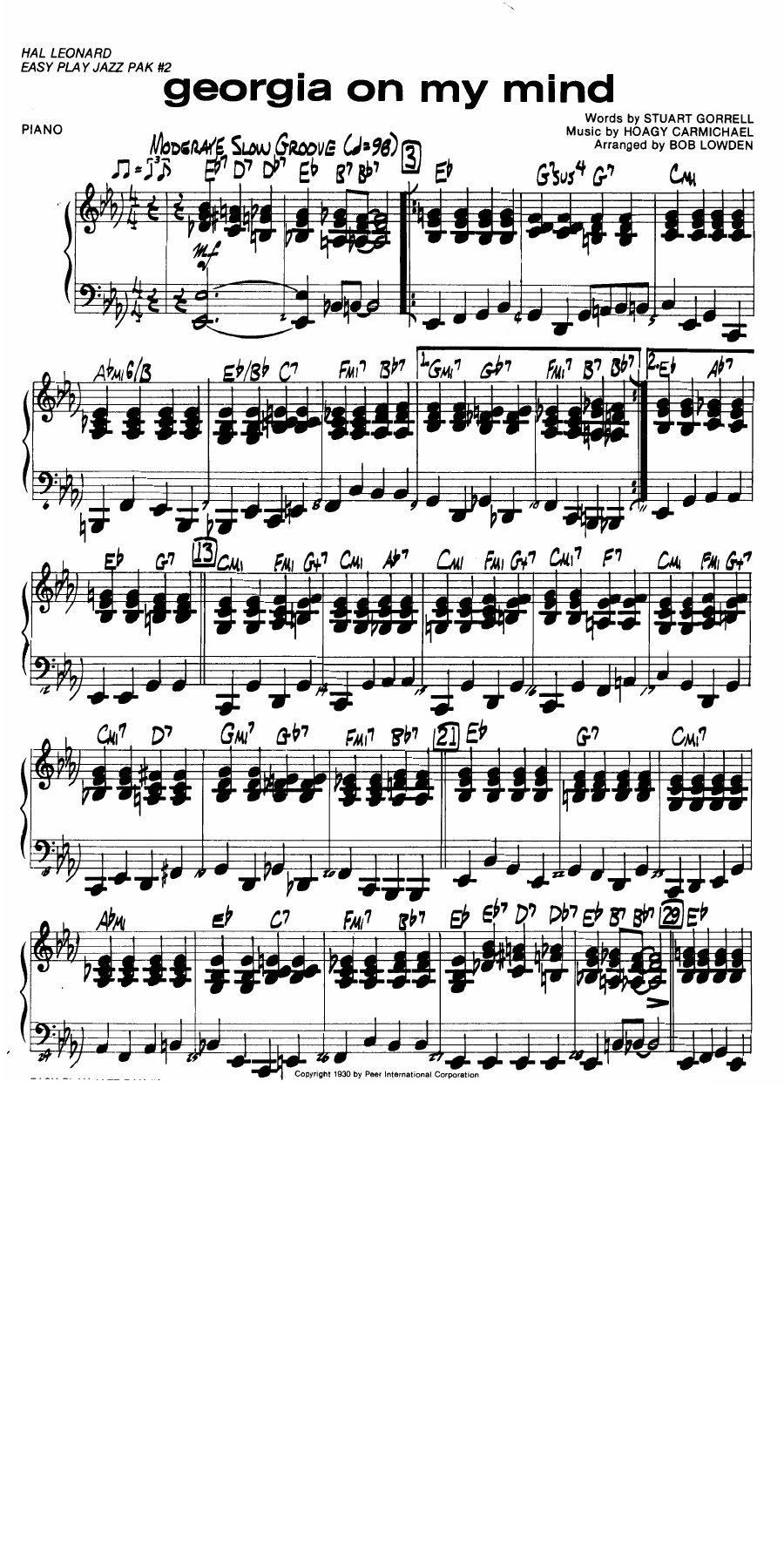 Georgia On My Mind — sheet music preview