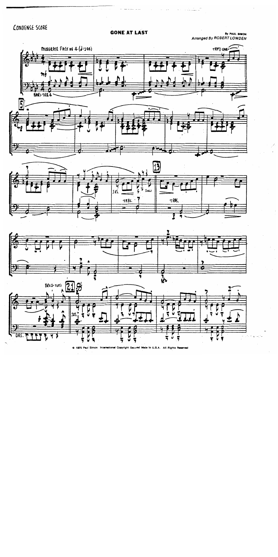 Gone At Last — sheet music cover (first page)