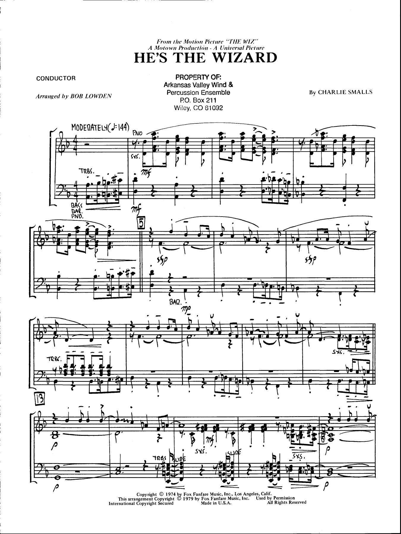 He's The Wizard — sheet music cover (first page)