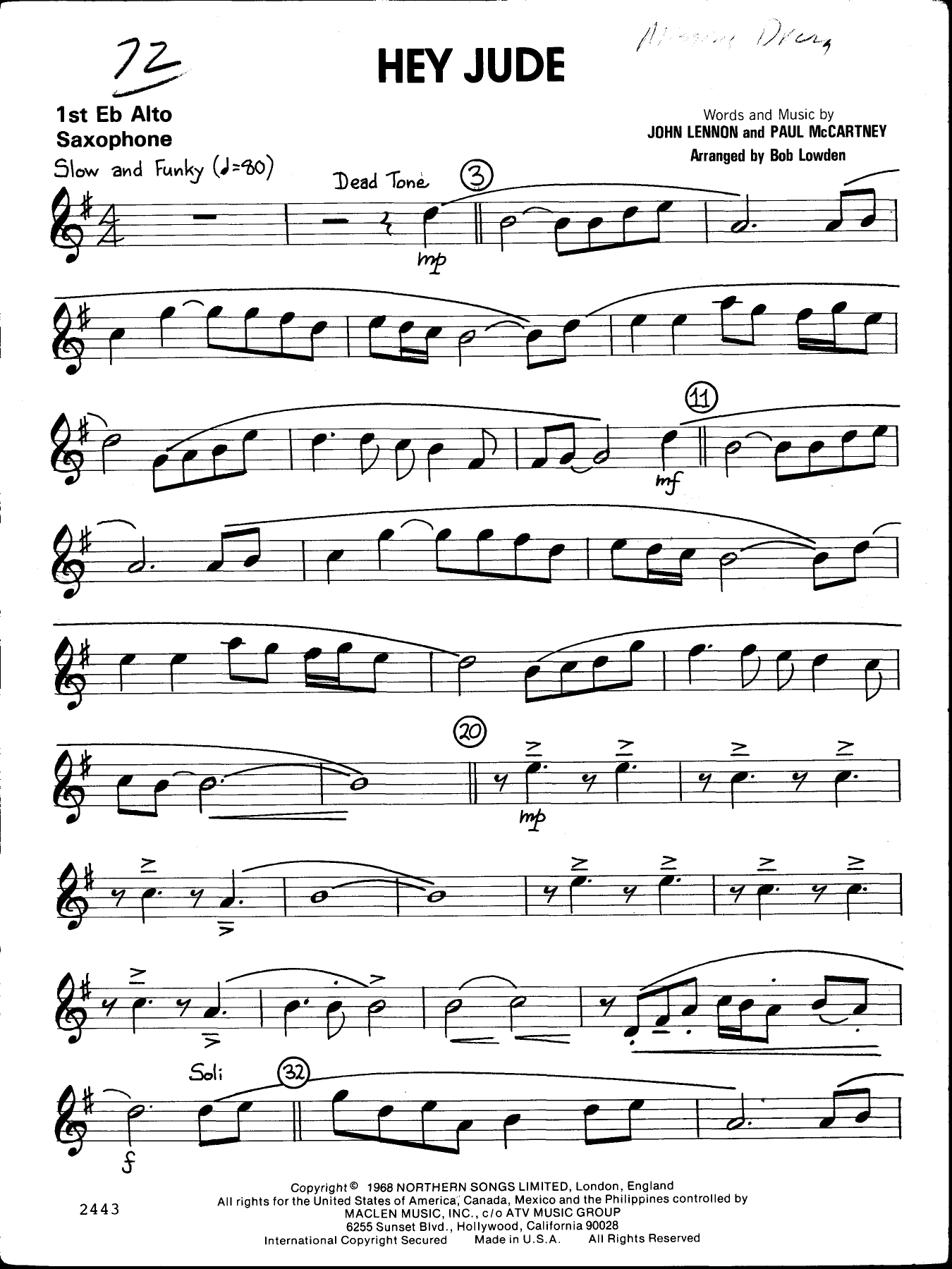 Hey Jude — sheet music cover (first page)