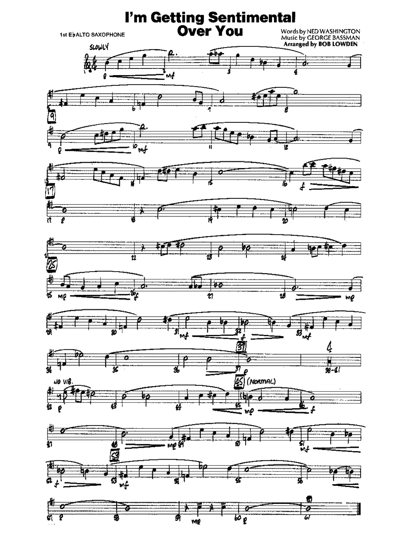 I'm Getting Sentimental Over You — sheet music cover (first page)