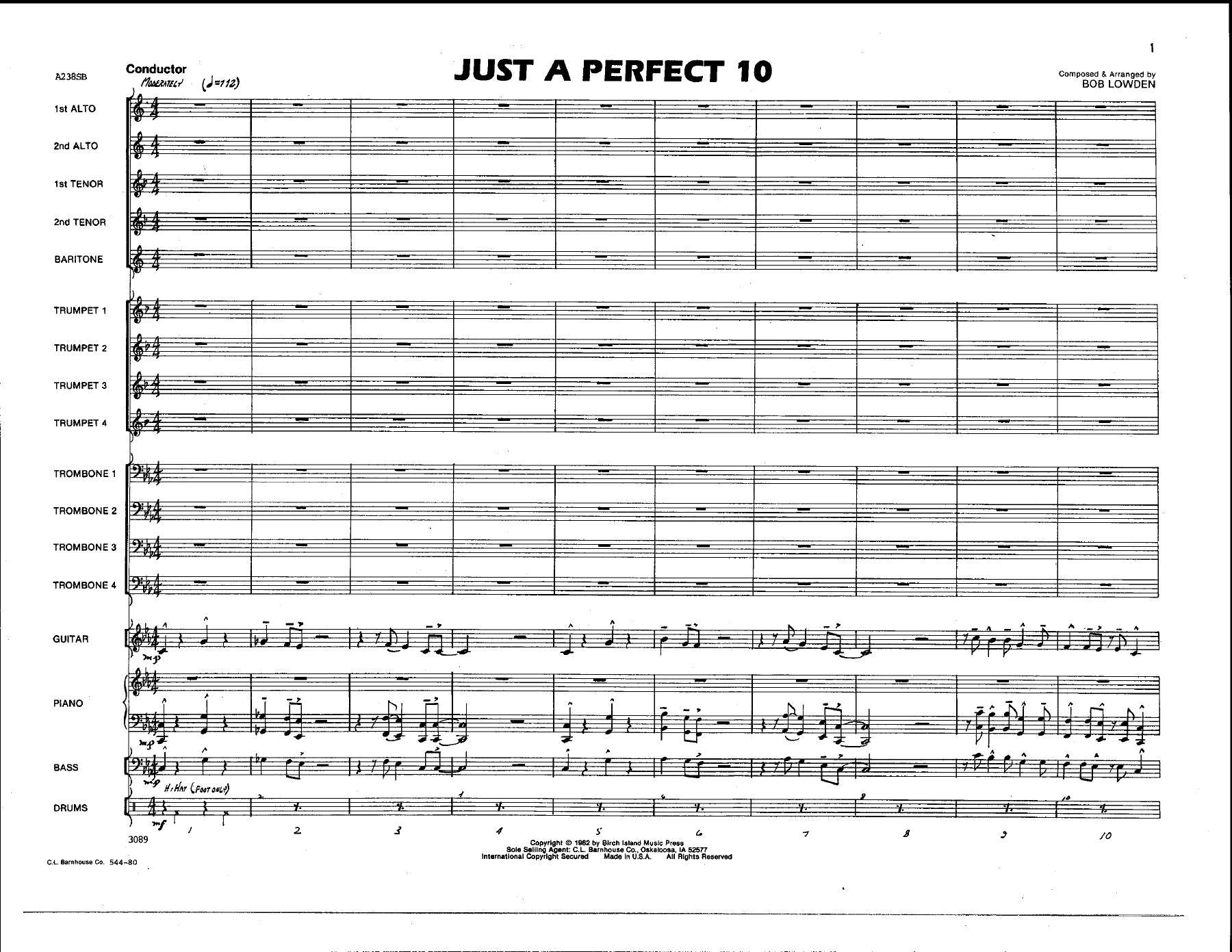 Just A Perfect 10 — Big Band sheet music arranged by B.Lowden | Jazz Standard