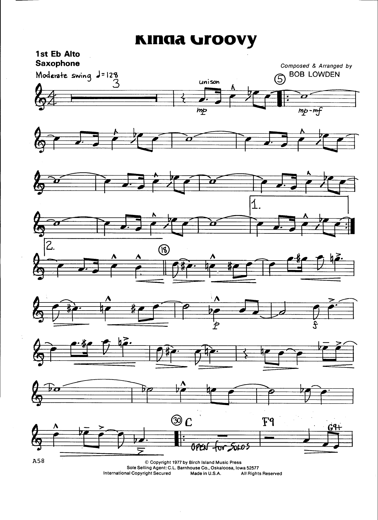 Kinda Groovy — sheet music cover (first page)