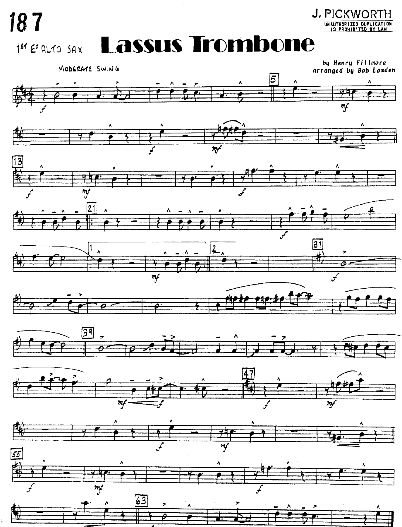 Lassus Trombone — sheet music cover (first page)