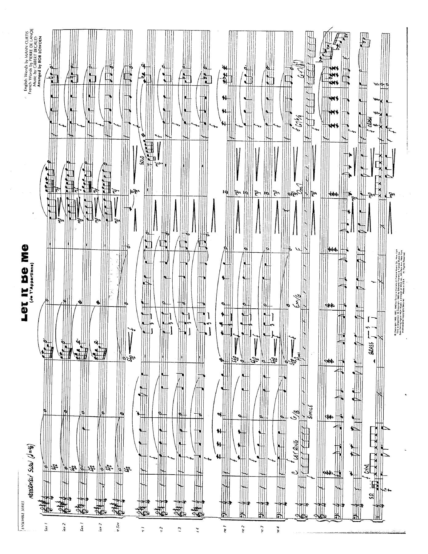 Let It Be Me — Big Band sheet music arranged by B.Lowden | Jazz Standard